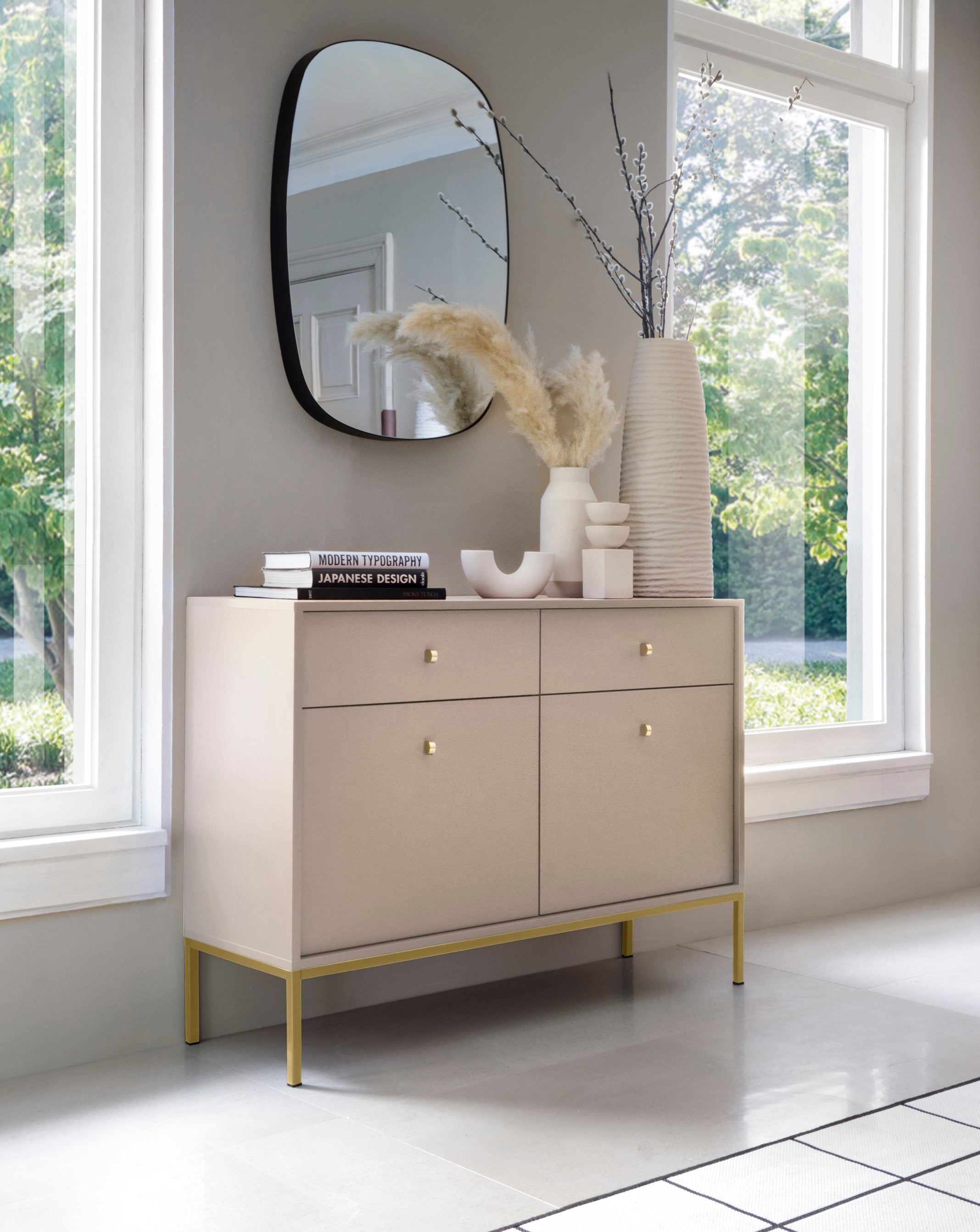 Mono Dresser with Two Push to Open System Doors and Two Drawers Beige