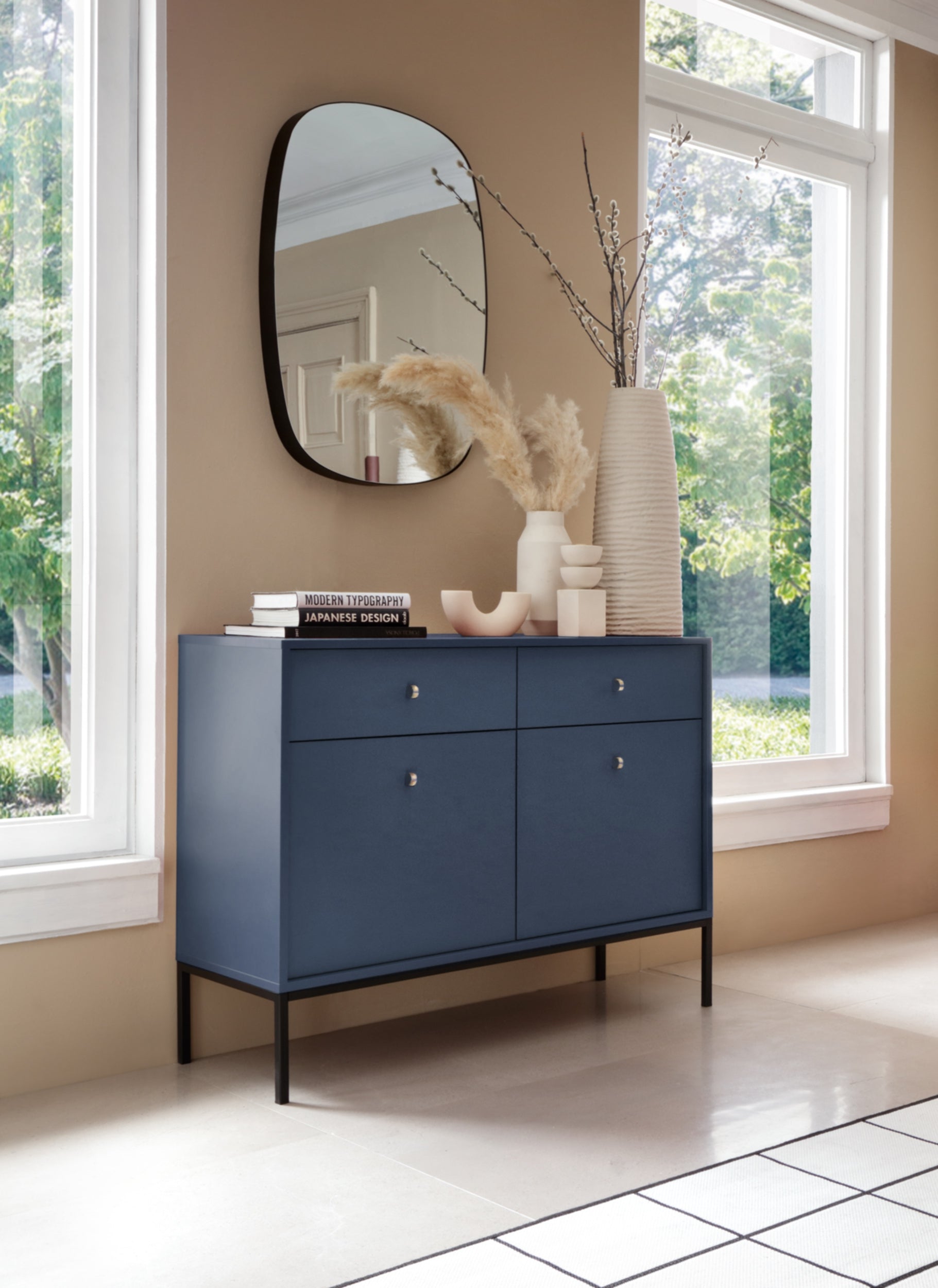 Mono Dresser with Two Push to Open System Doors and Two Drawers Navy