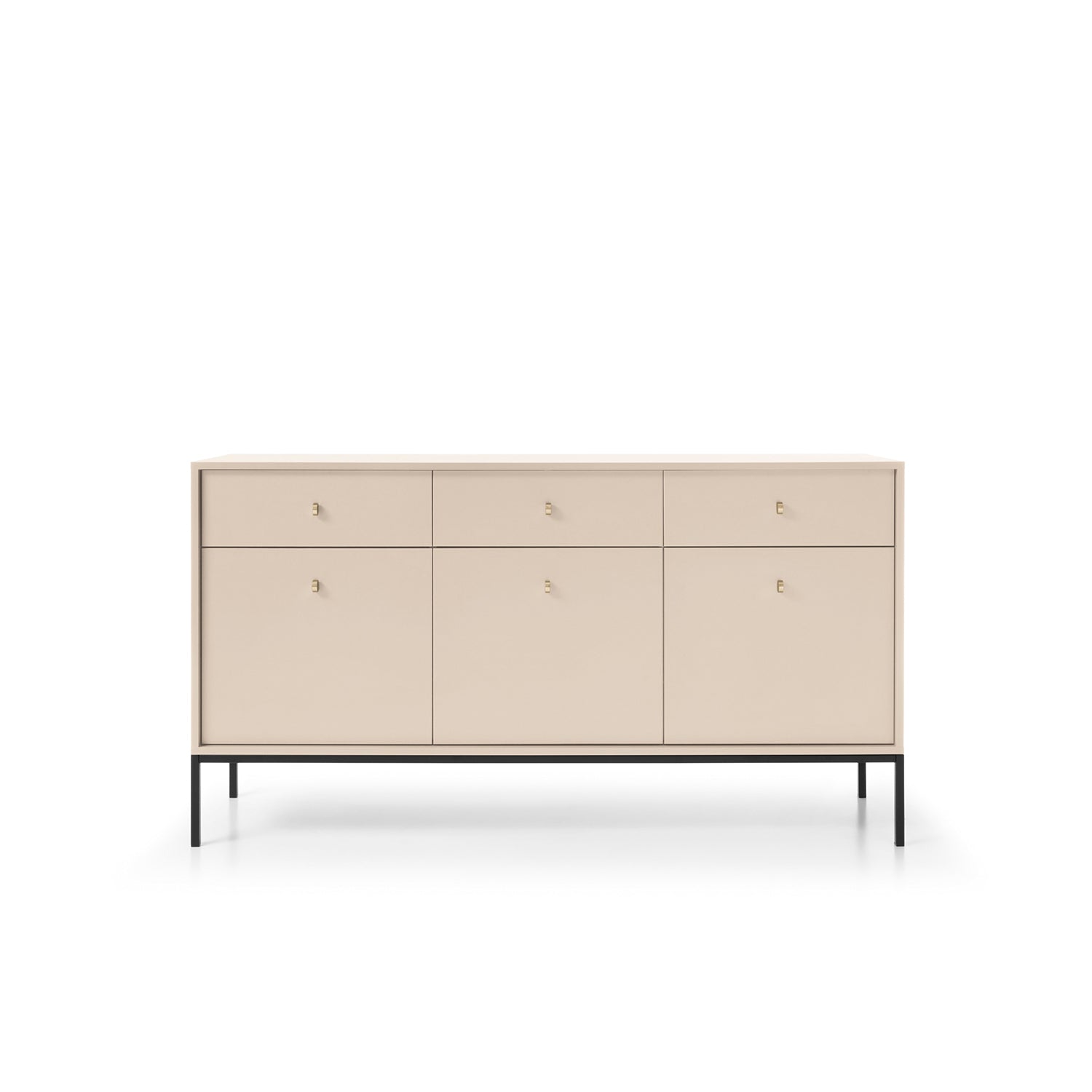 Mono Dresser with Three Push to Open System Doors and Three Drawers Beige