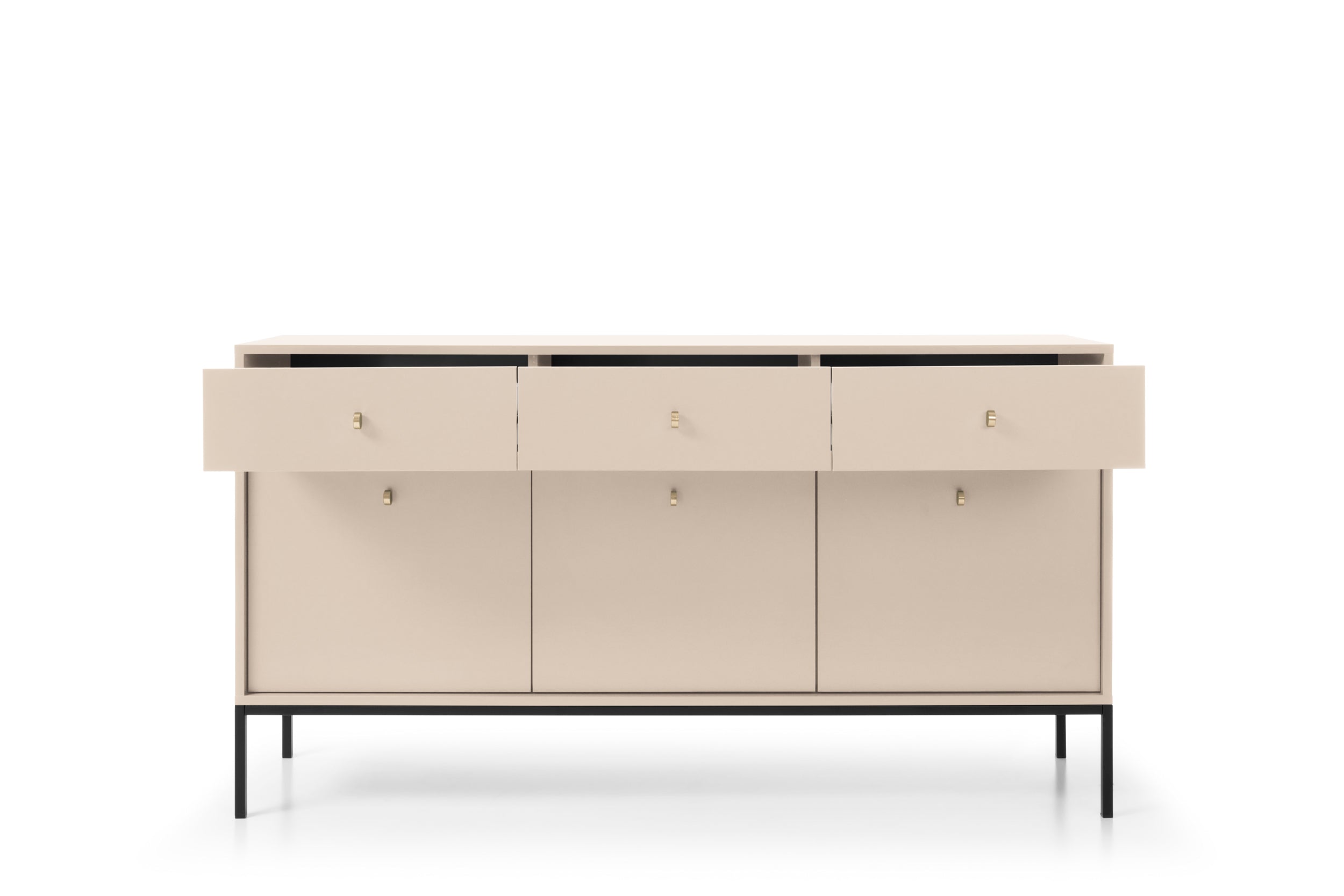 Mono Dresser with Three Push to Open System Doors and Three Drawers Beige