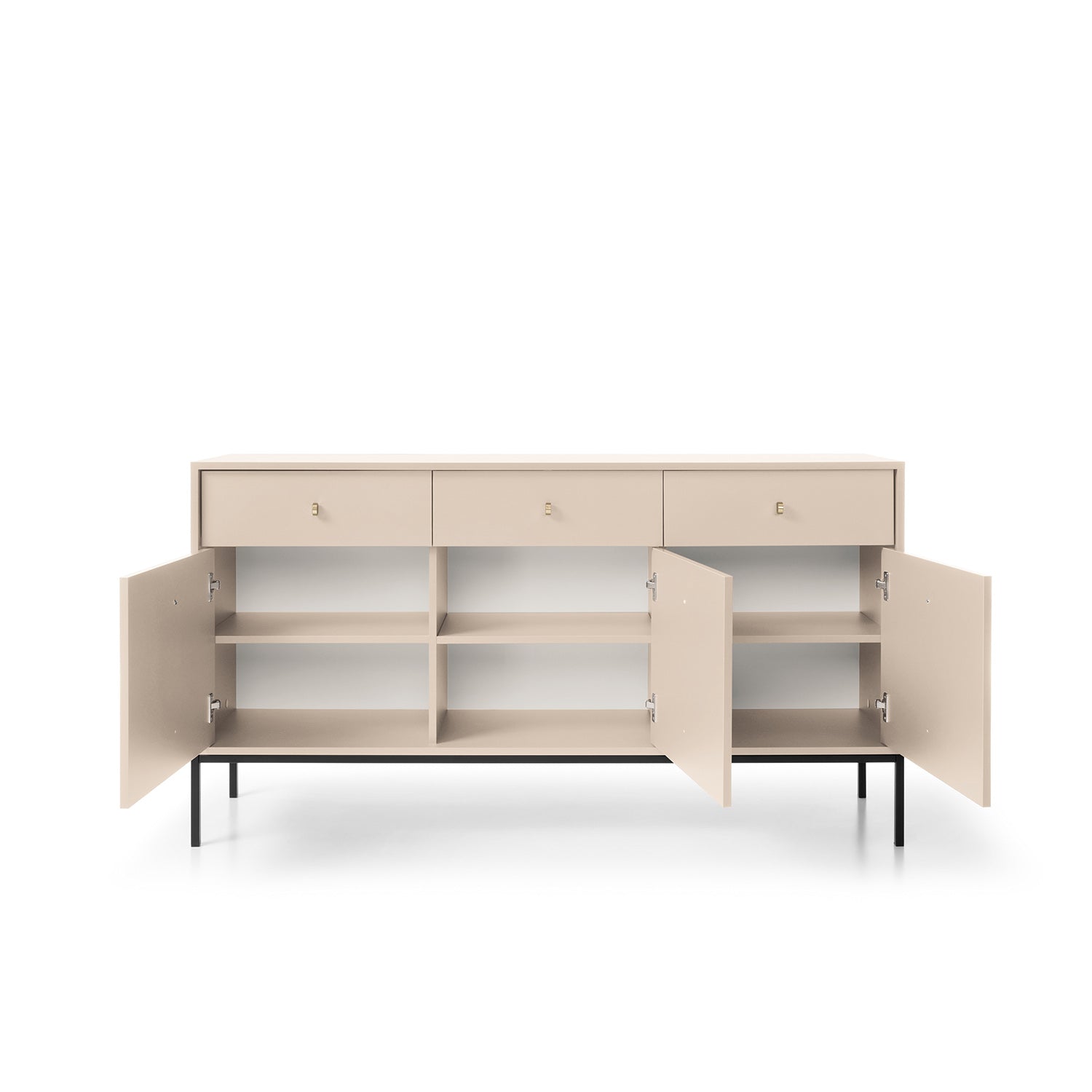 Mono Dresser with Three Push to Open System Doors and Three Drawers Beige