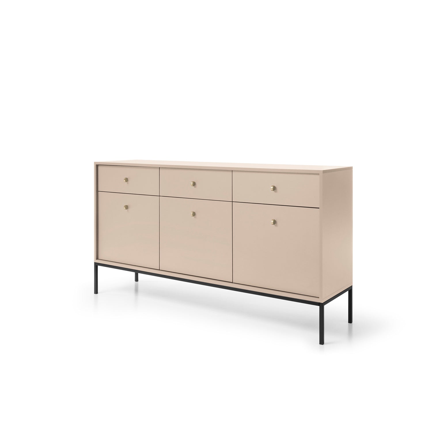 Mono Dresser with Three Push to Open System Doors and Three Drawers Beige