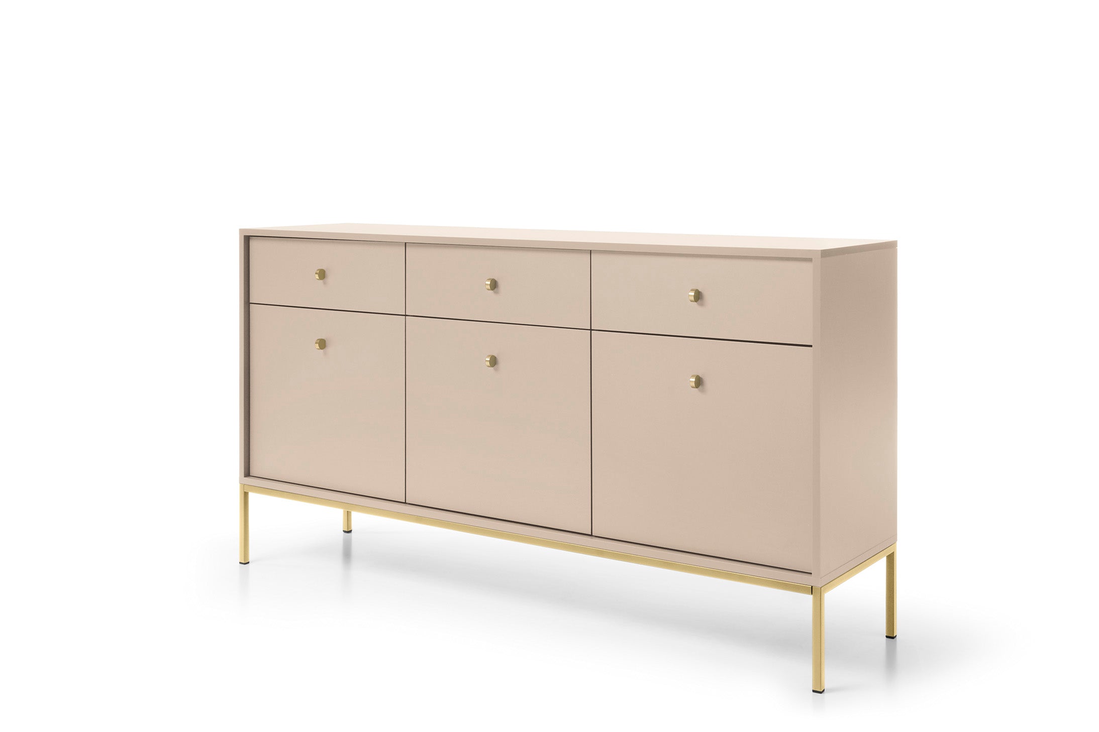 Mono Dresser with Three Push to Open System Doors and Three Drawers Beige