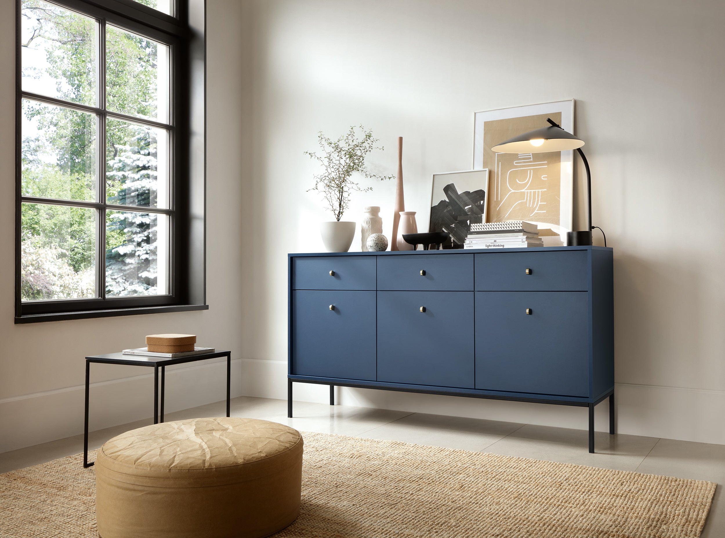 Mono Dresser with Three Push to Open System Doors and Three Drawers Navy