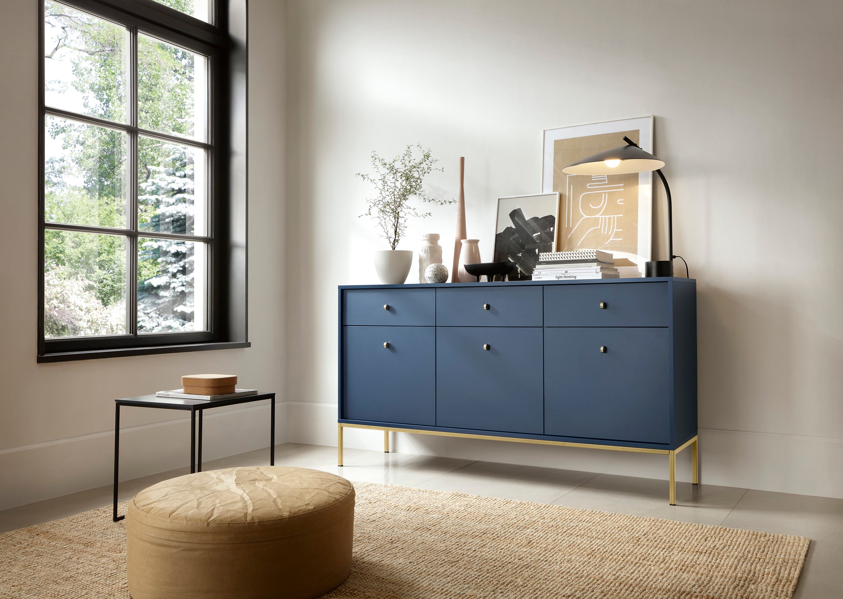 Mono Dresser with Three Push to Open System Doors and Three Drawers Navy