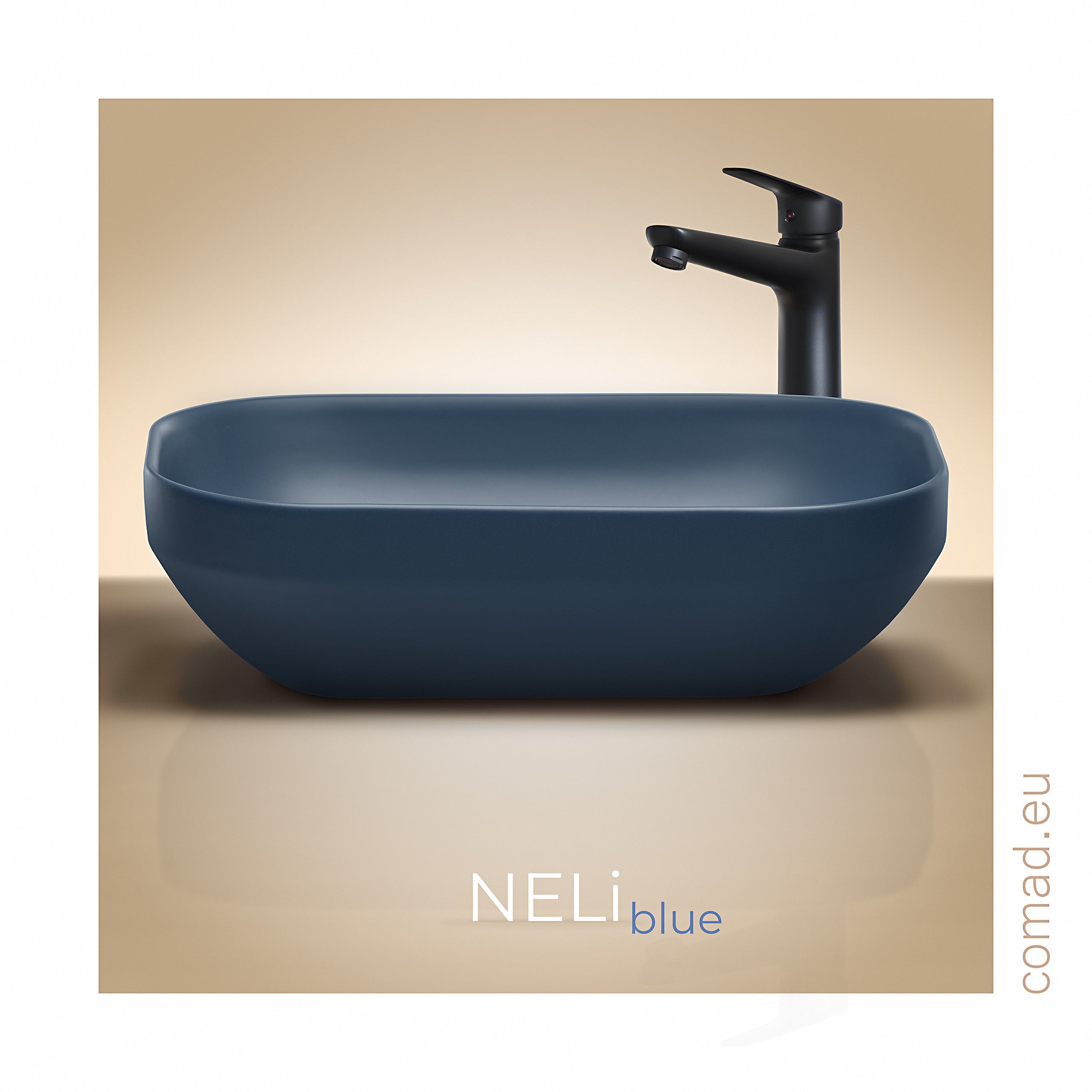Neli Countertop Basin – Matt Navy Blue, 50.4 x 35.2 cm