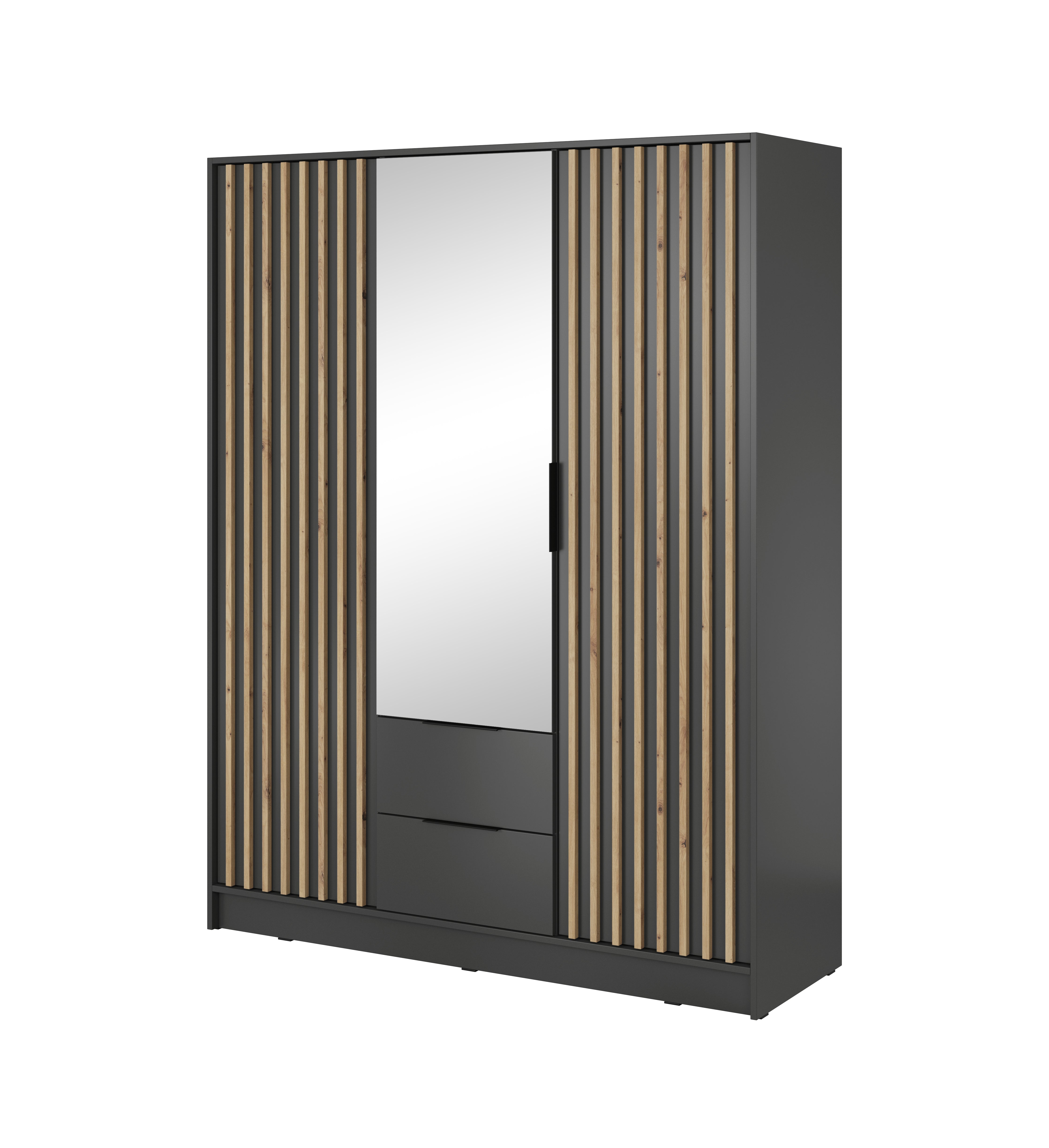 Nelly 3D Wardrobe with Mirror Graphite