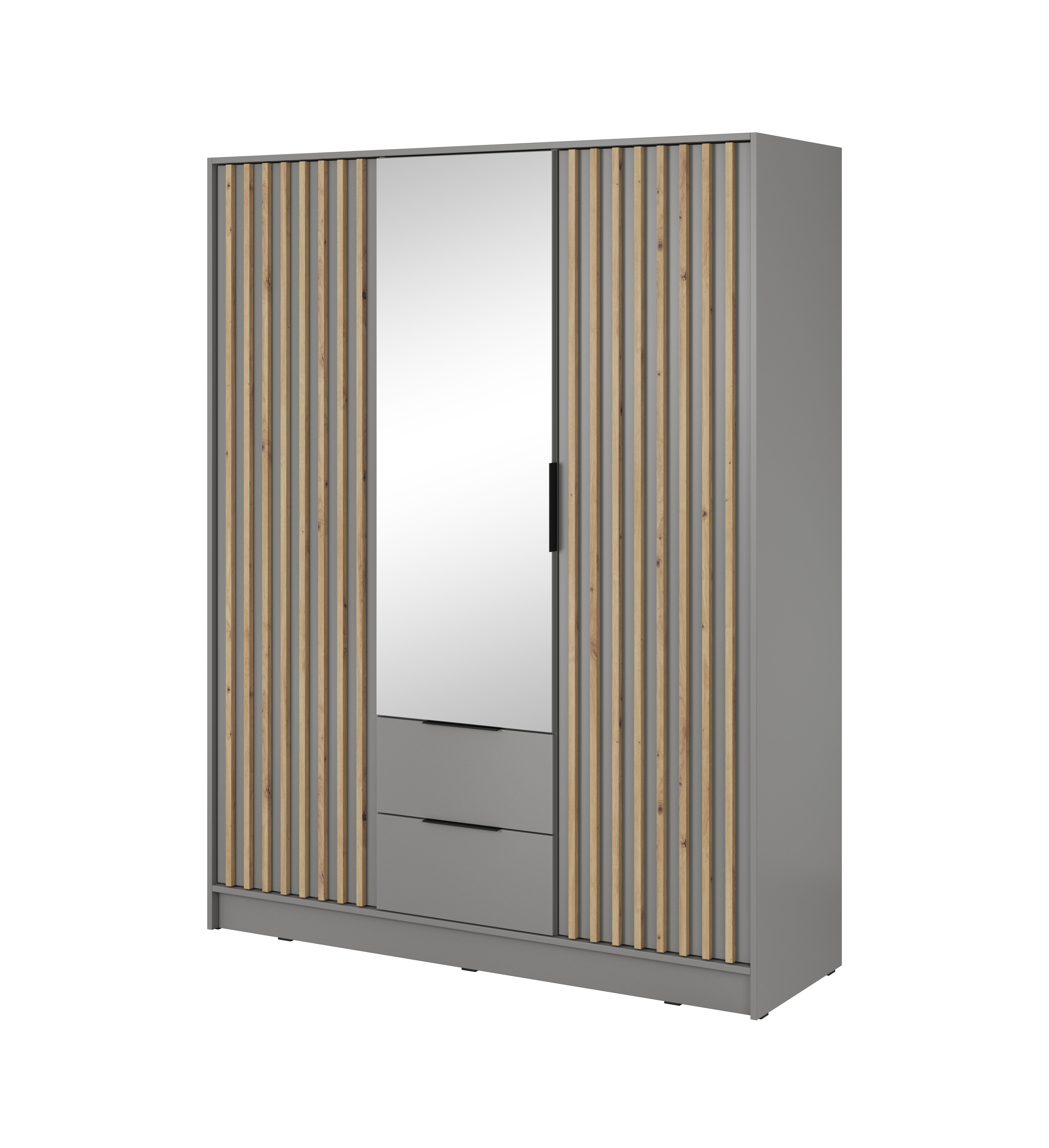 Nelly 3D Wardrobe with Mirror Grey