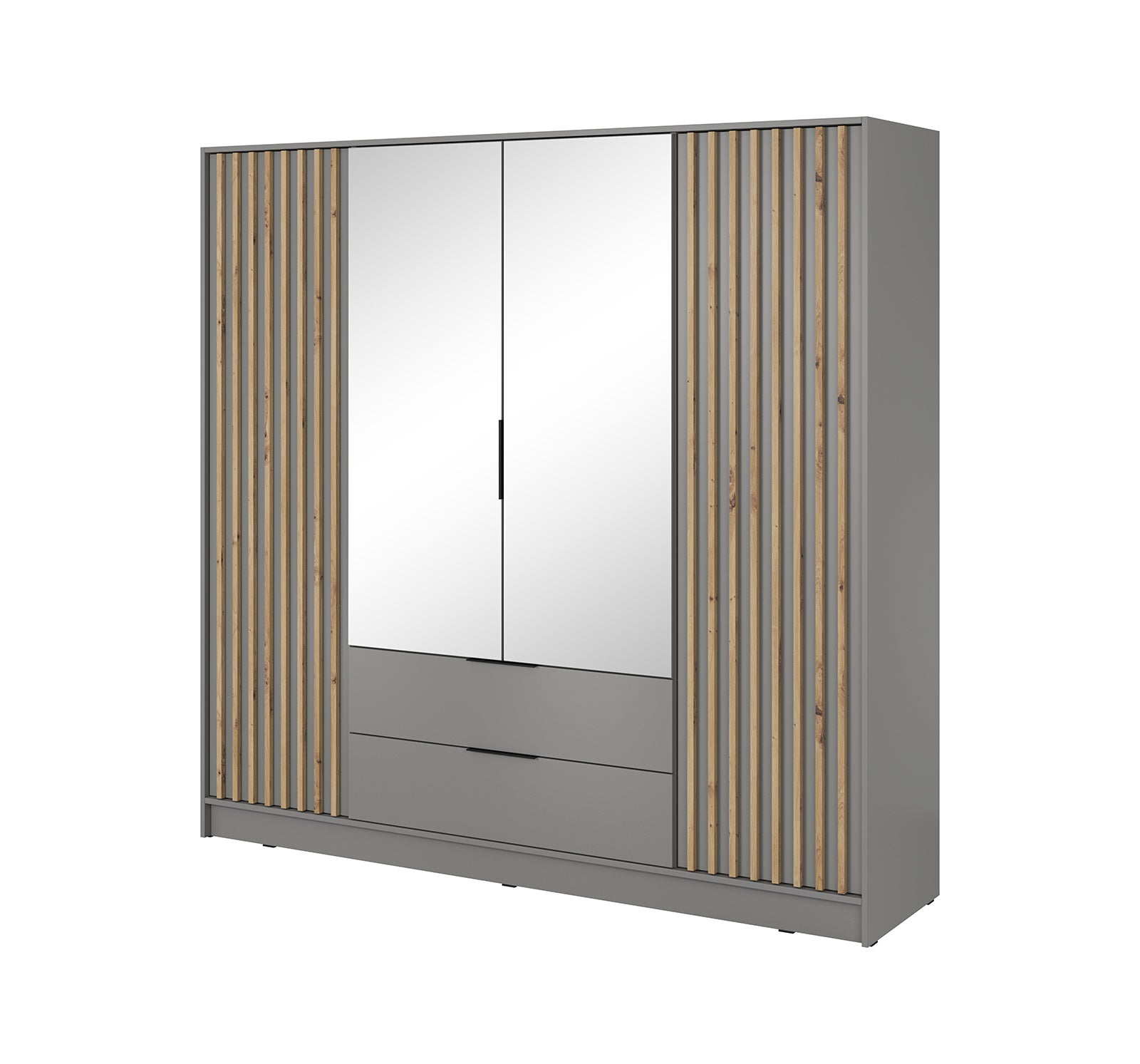 Nelly 4D Wardrobe with Mirror Grey