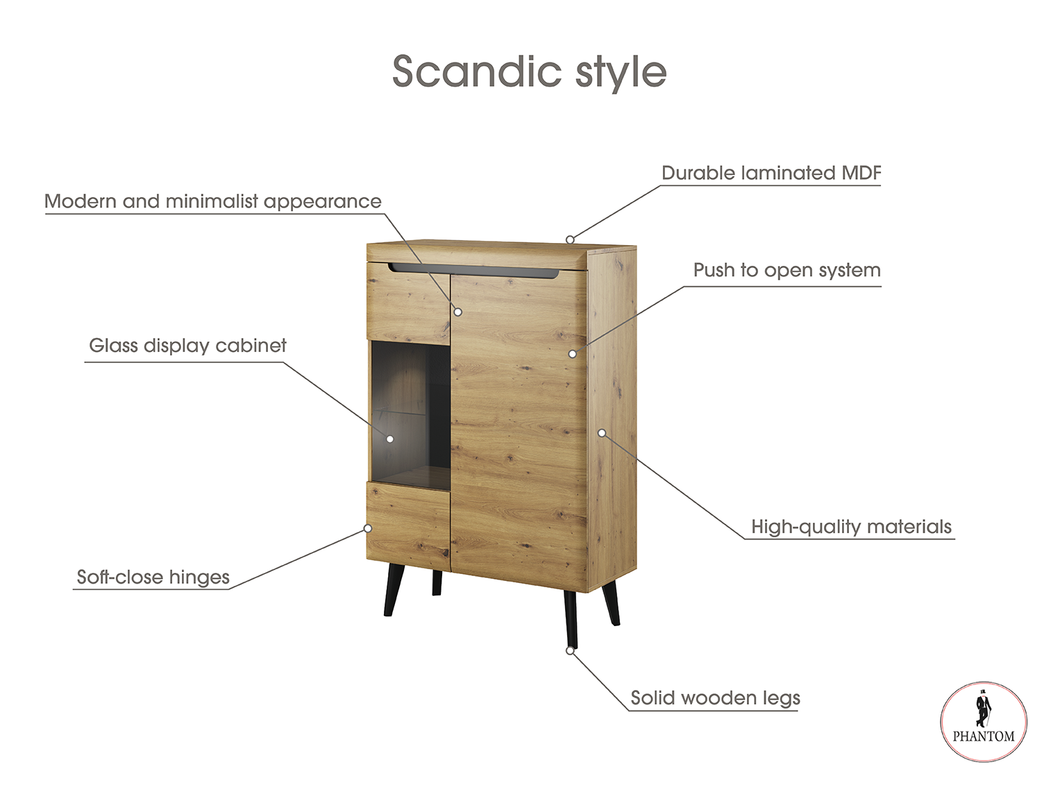 Nordi Cabinet Display Artisan Oak- Scandic style