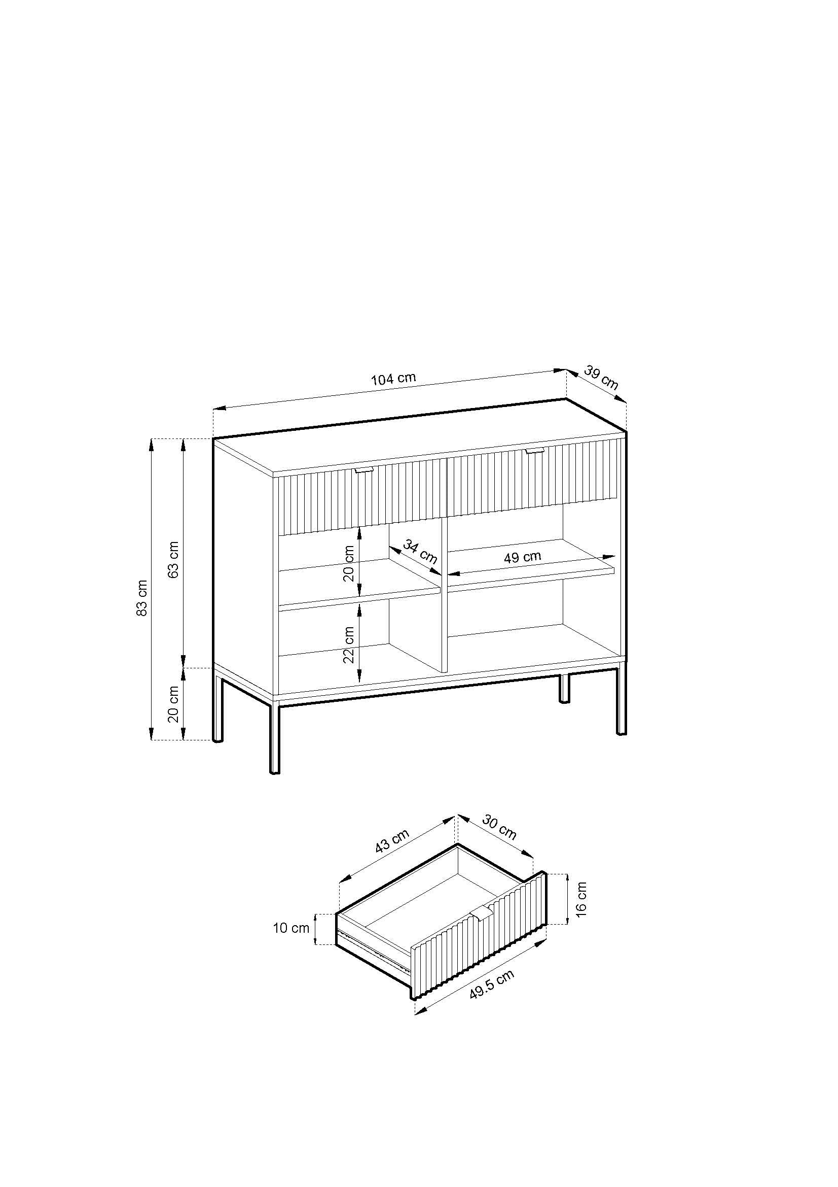 Nova Dresser Vincenz’s oak - Modern Design with Two Doors and Two Drawers