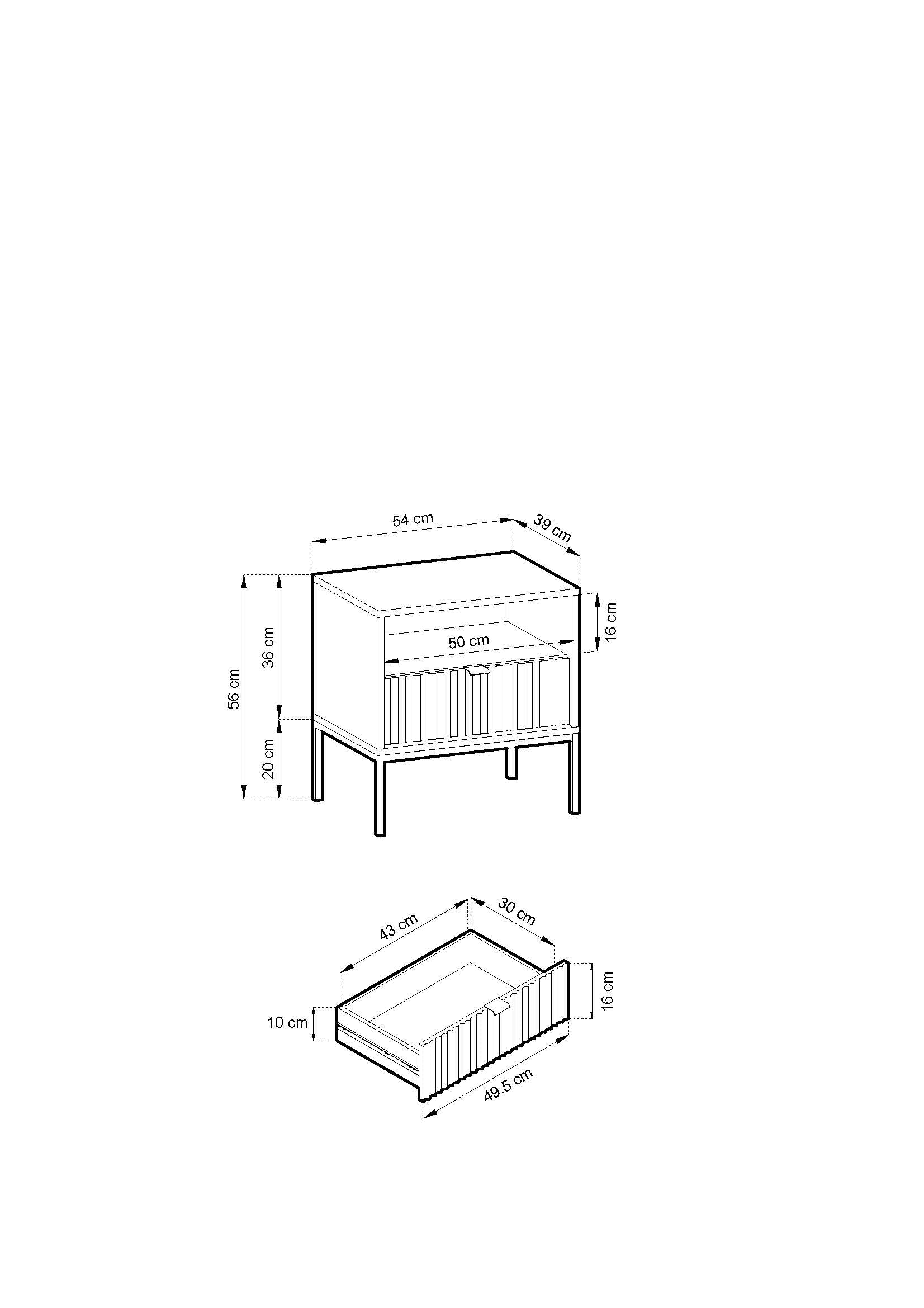 Nova Nightstand Gray - Modern Elegance for Your Bedroom