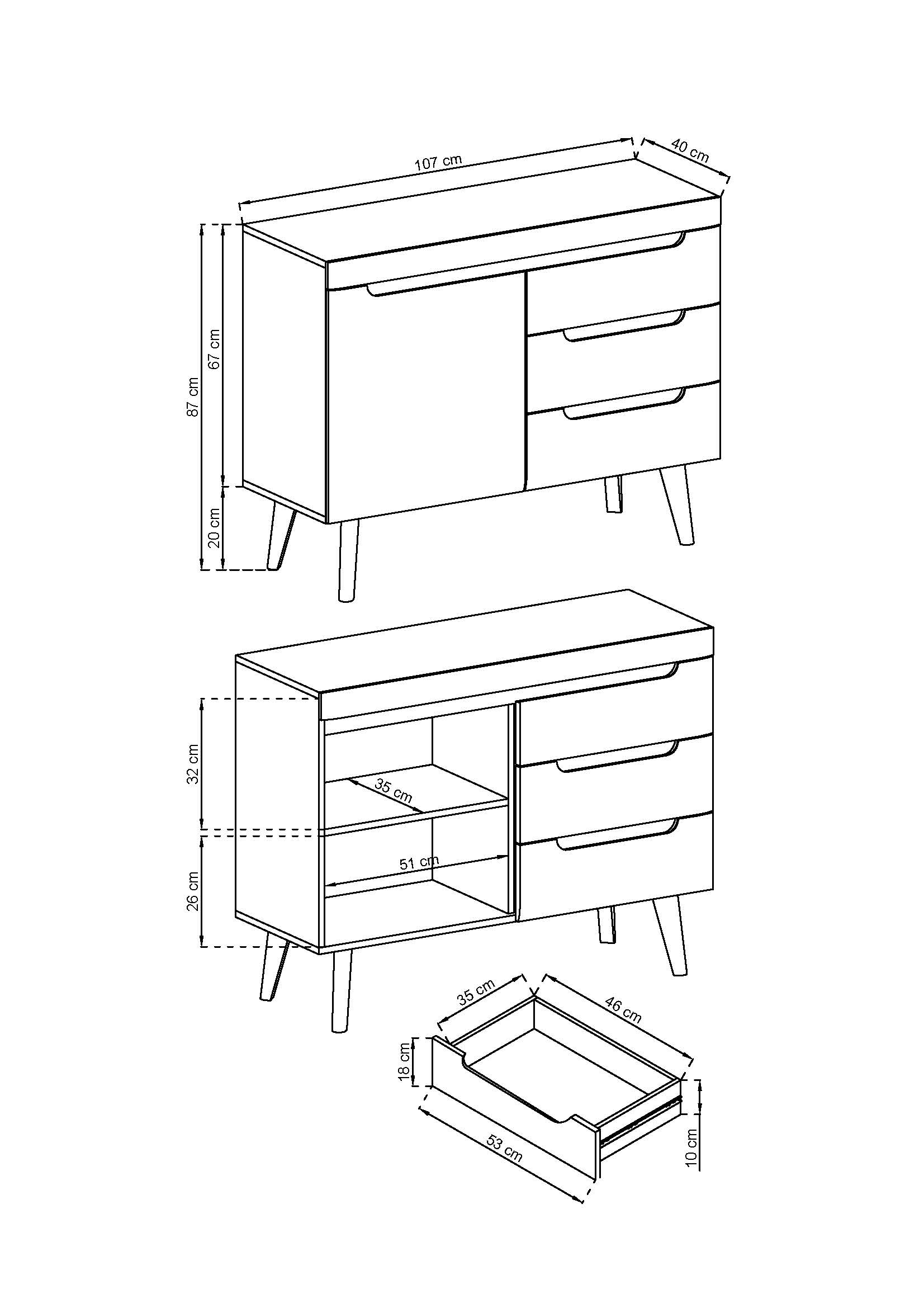 Nordi Chest of Drawers Artisan Oak - Scandic Style whit One Push to Open System Doors and Three Drawers
