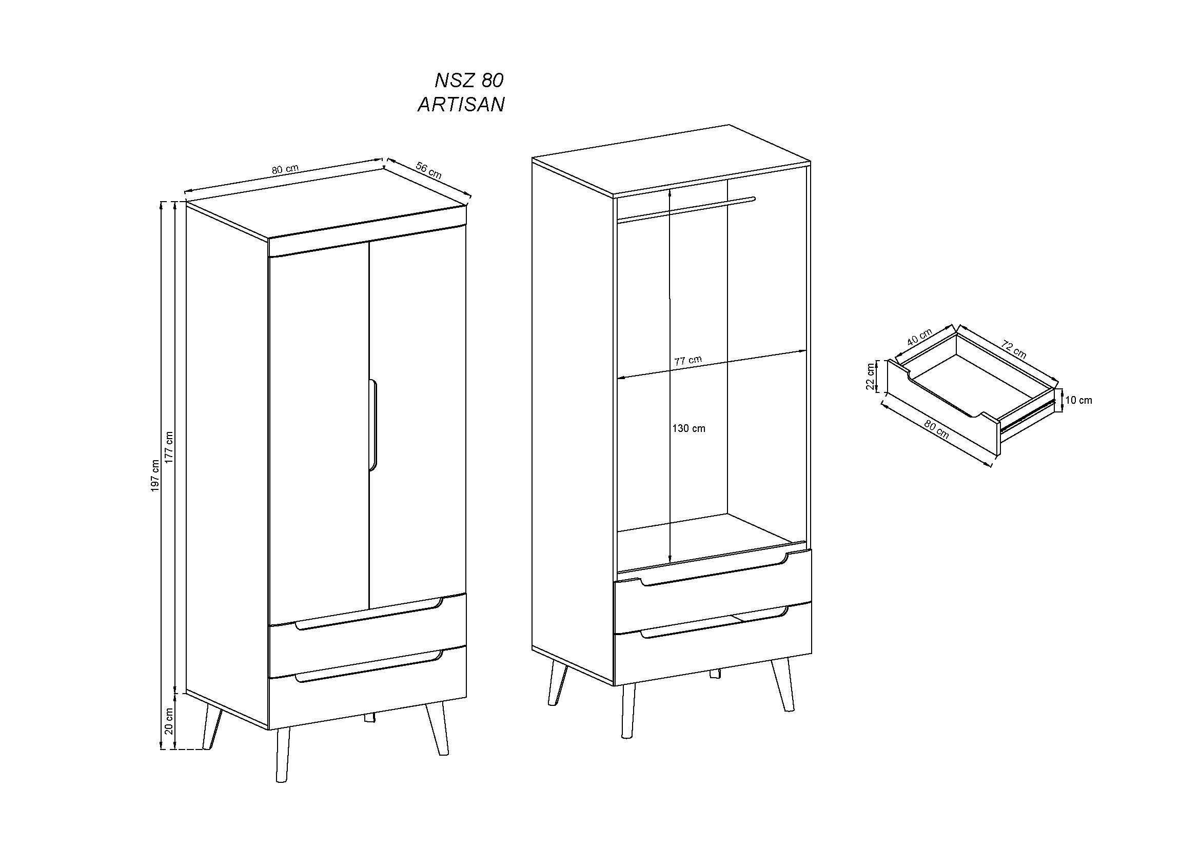 Nordi Chest Wardrobe Artisan Oak - Scandic Style