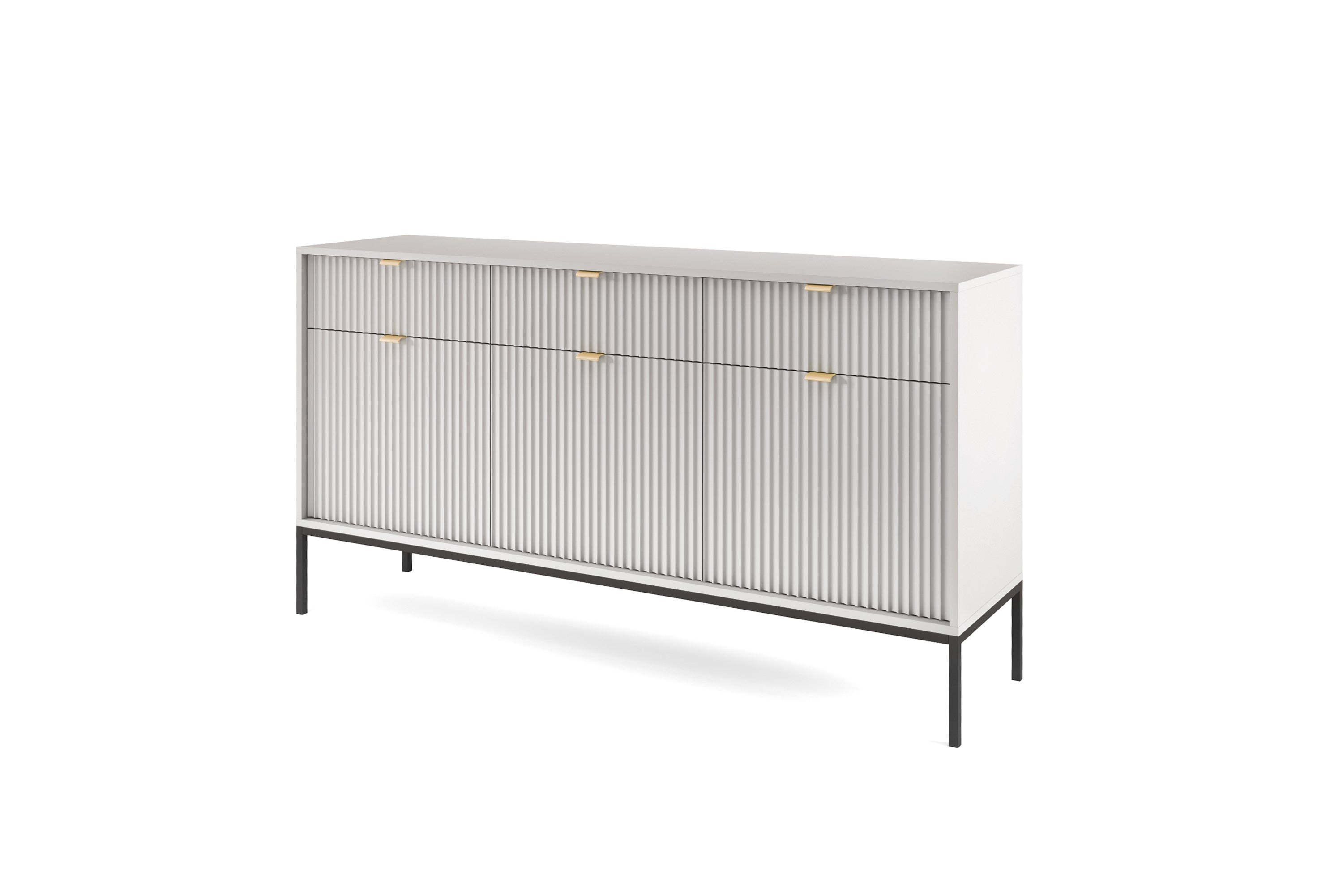 Nova Dresser Gray - Modern Design with Three Push to Open Door and Three Drawers