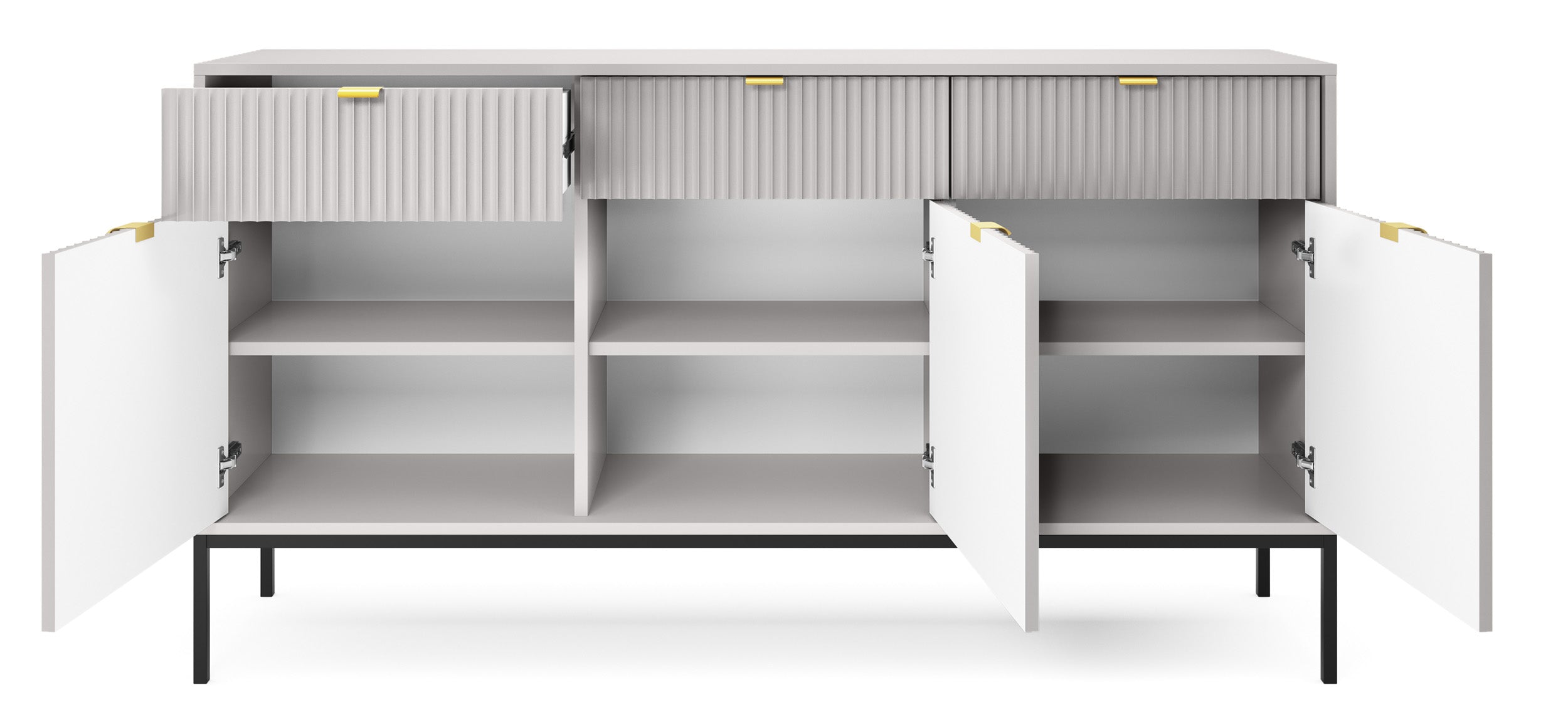 Nova Dresser Gray - Modern Design with Three Push to Open Door and Three Drawers