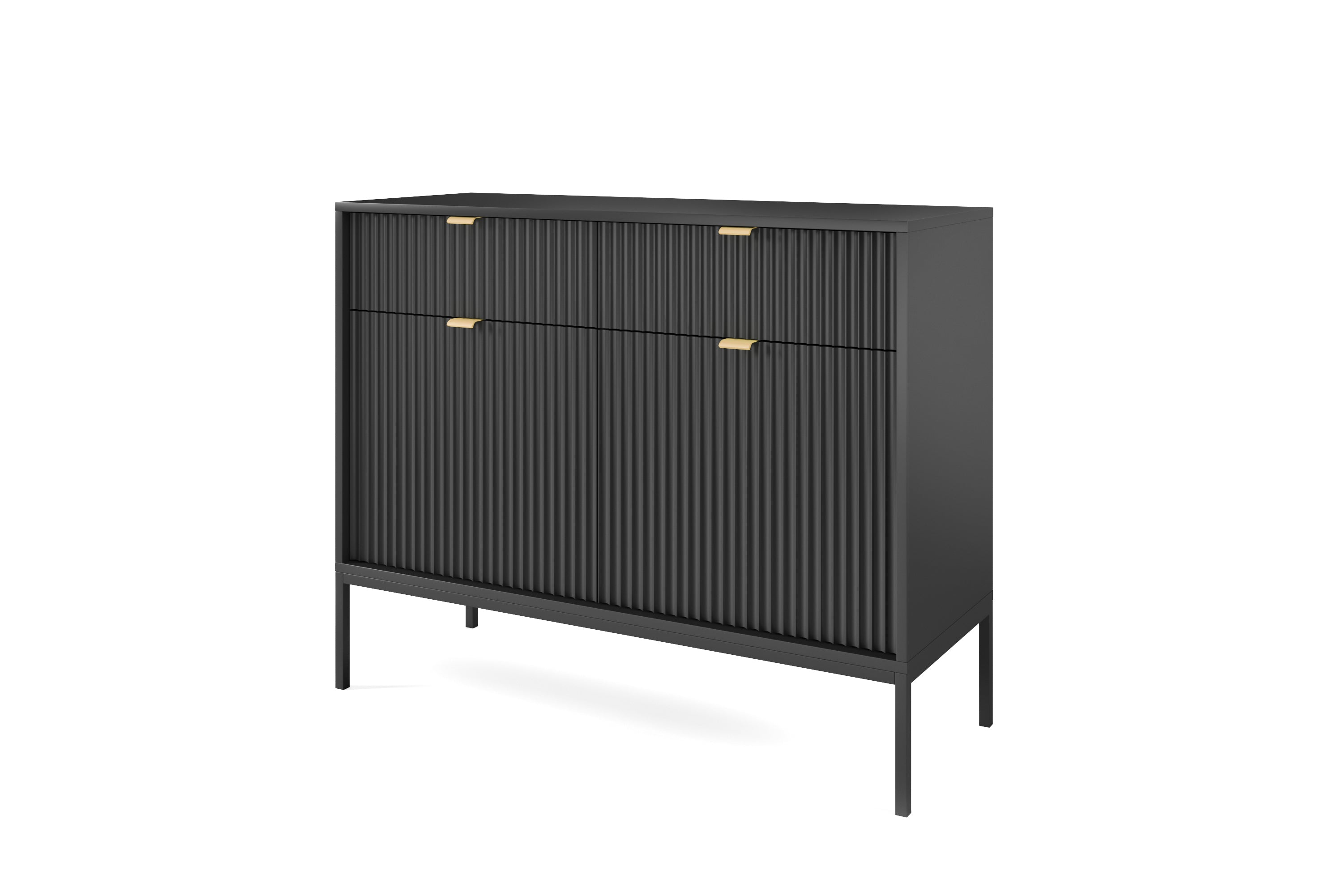 Nova Dresser Black - Modern Design with Two Doors and Two Drawers