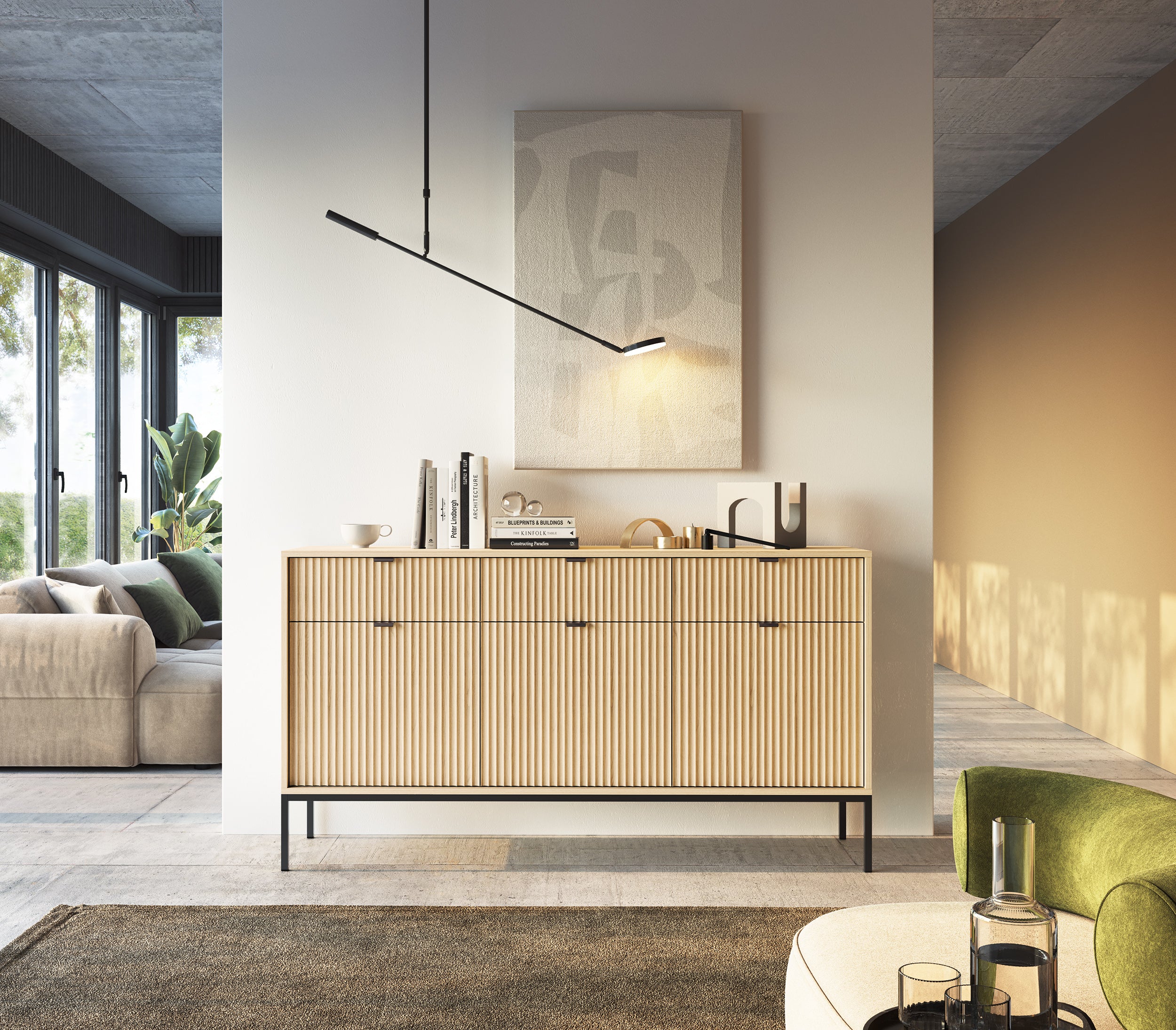 Nova Dresser Vincenz’s oak- Modern Design with Three Door and Three Drawers