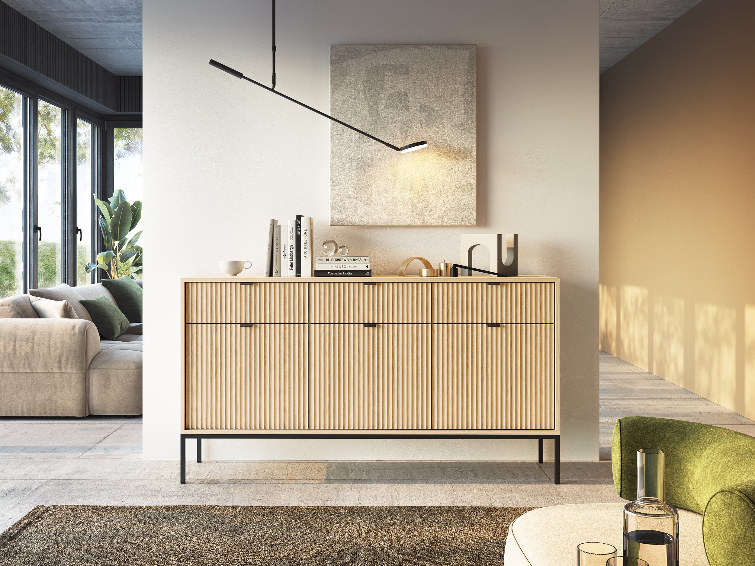 Nova Dresser Vincenz’s oak- Modern Design with Three Door and Three Drawers