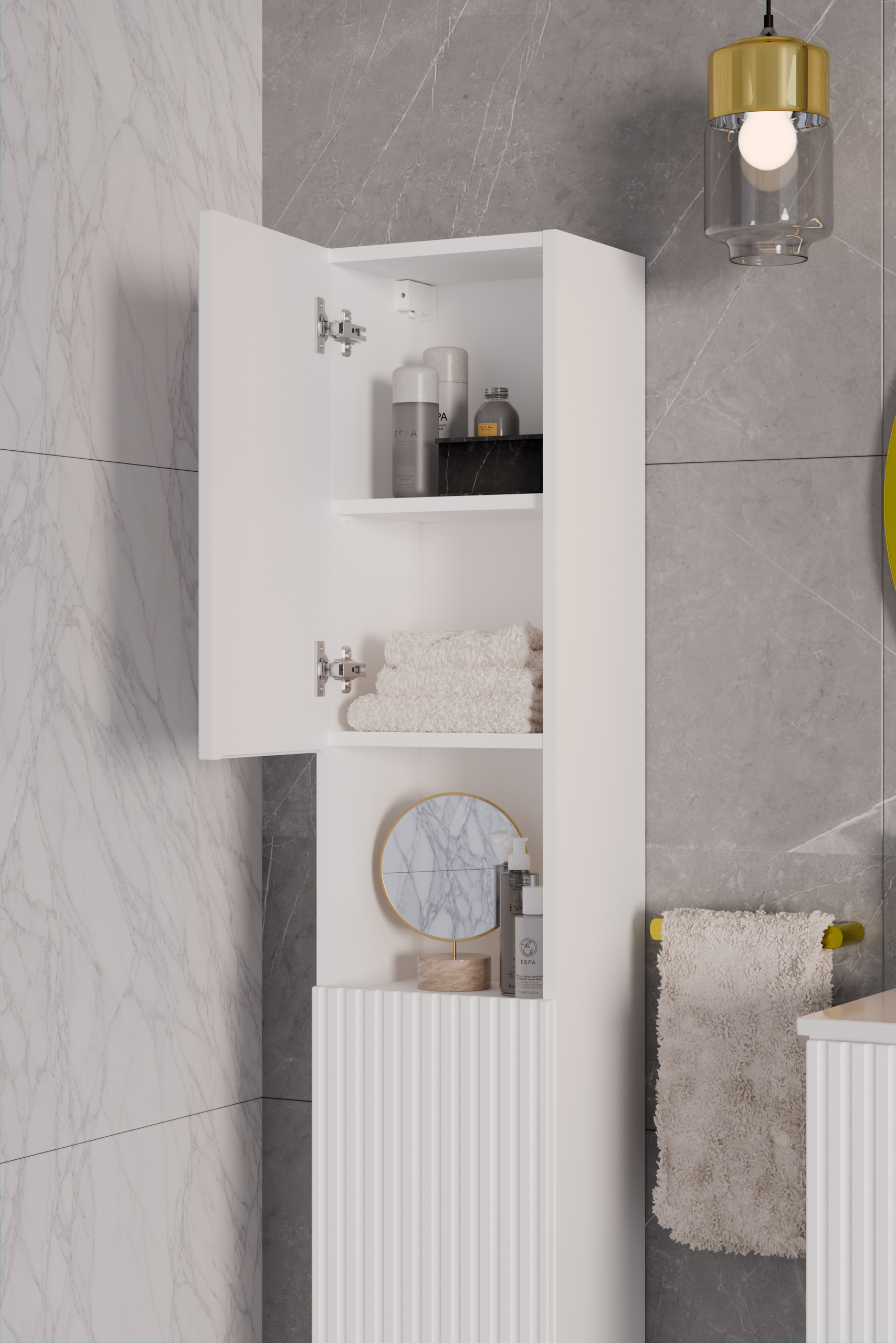 Nova White Tall Cabinet 2 Doors – White Matt, 30 cm