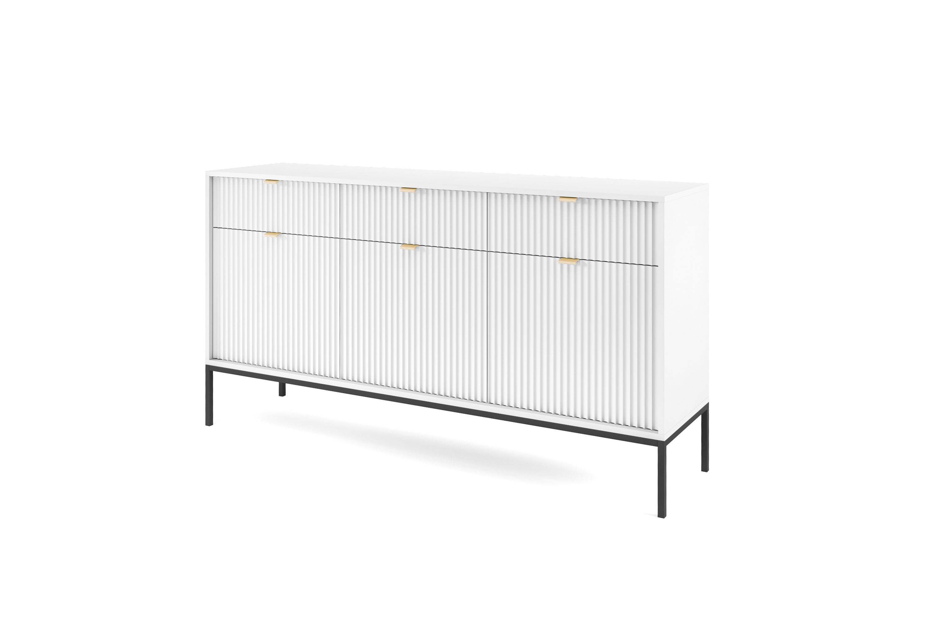 Nova Dresser White - Modern Design with Three Push to Open Door and Three Drawers