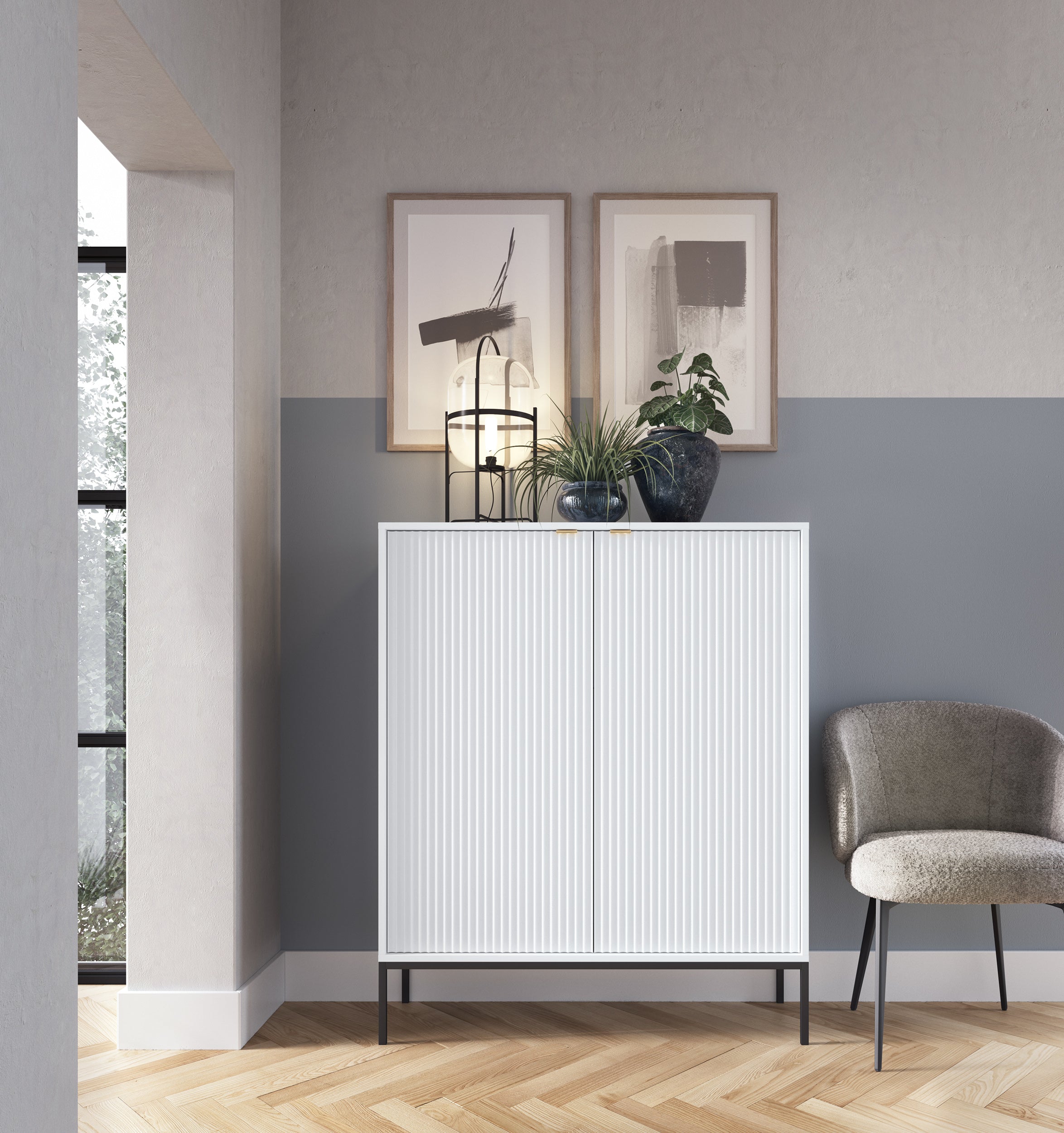 Nova Dresser White - Modern Design with Two Push to Open Door