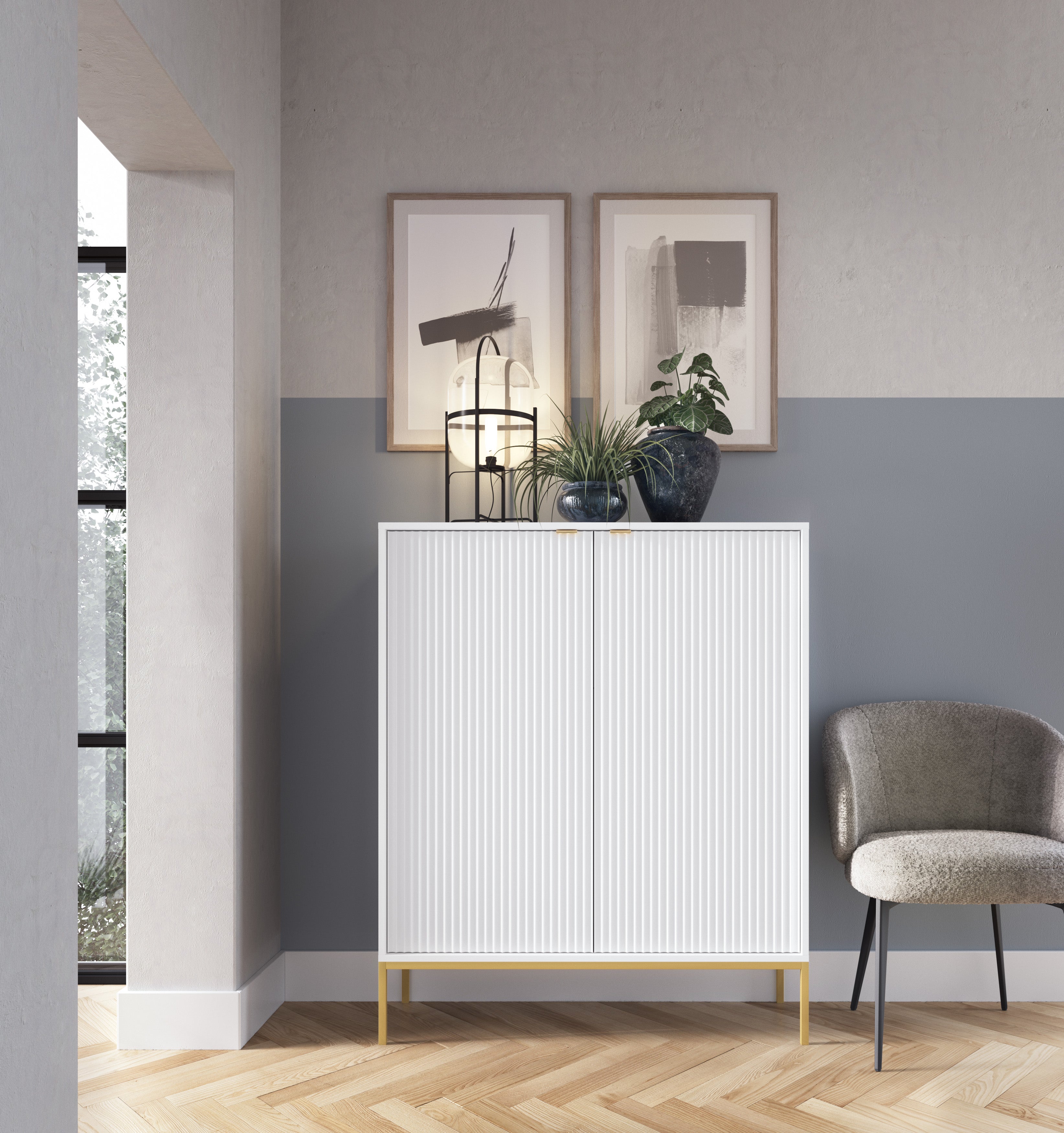 Nova Dresser White - Modern Design with Two Push to Open Door