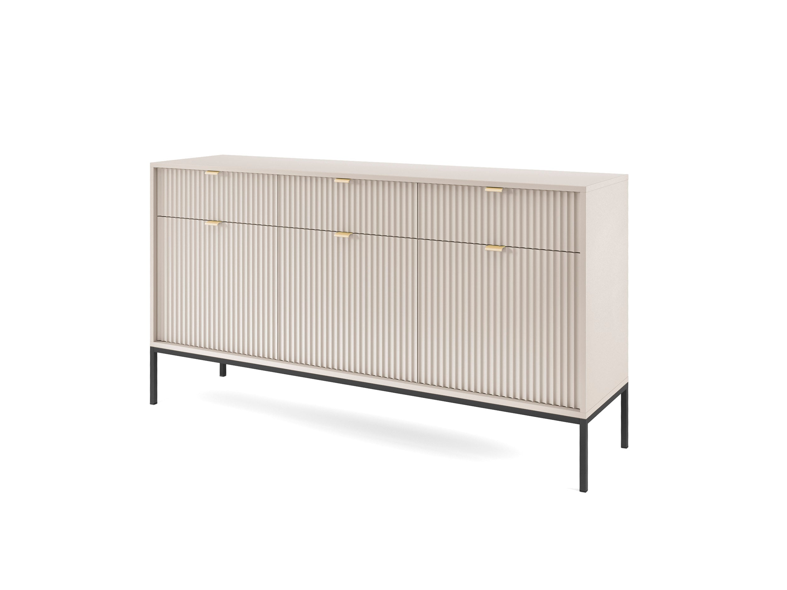 Nova Dresser Cashmere- Modern Design with Three Push to Open Door and Three Drawers