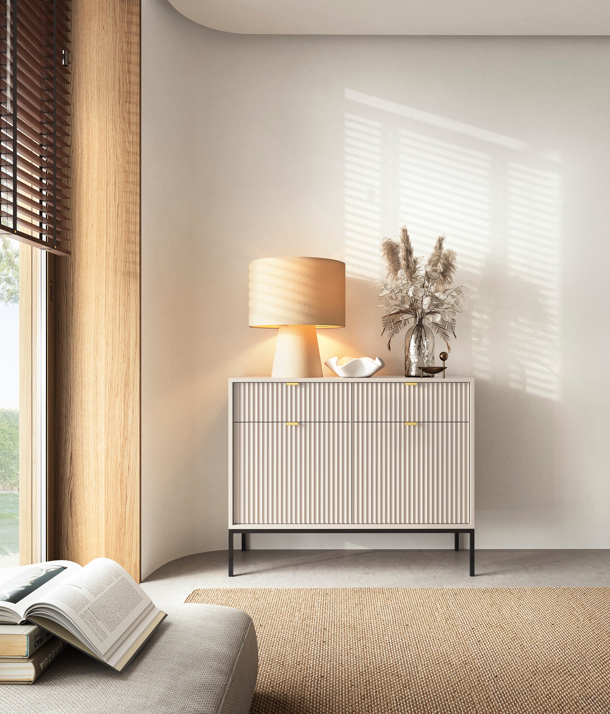 Nova Dresser Cashmere - Modern Design with Two Doors and Two Drawers