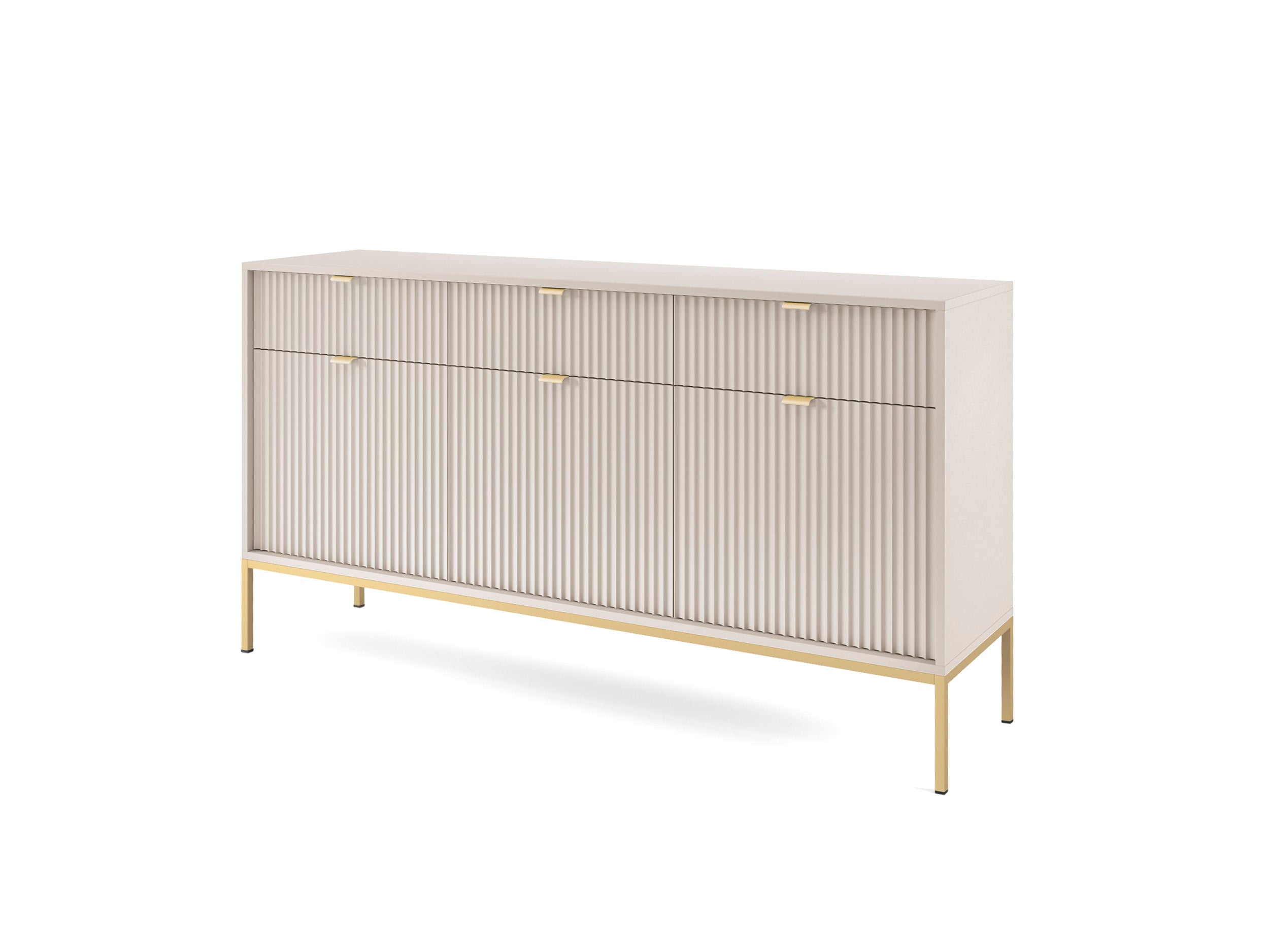 Nova Dresser Cashmere- Modern Design with Three Push to Open Door and Three Drawers