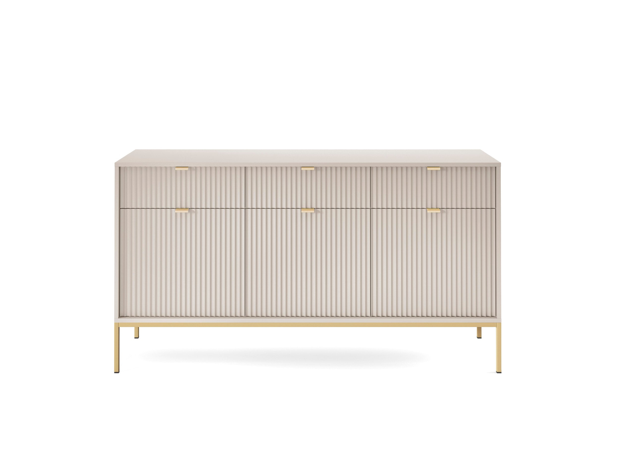 Nova Dresser Cashmere- Modern Design with Three Push to Open Door and Three Drawers