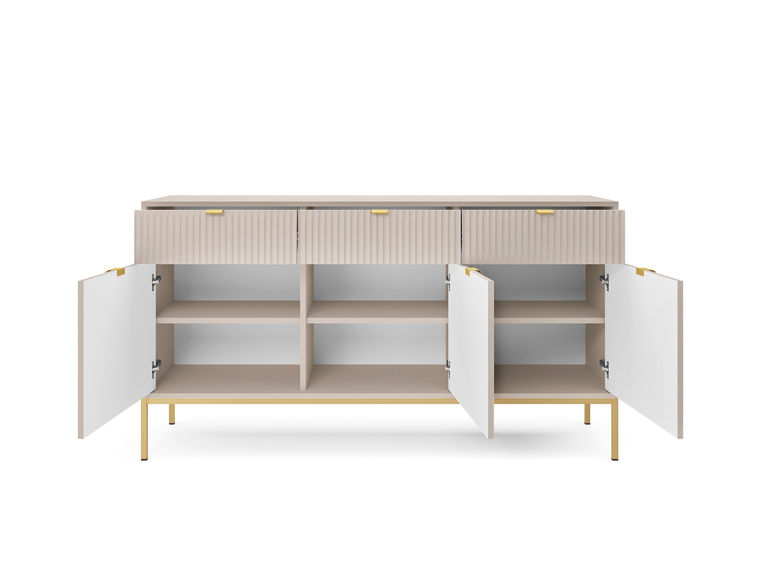 Nova Dresser Cashmere- Modern Design with Three Push to Open Door and Three Drawers
