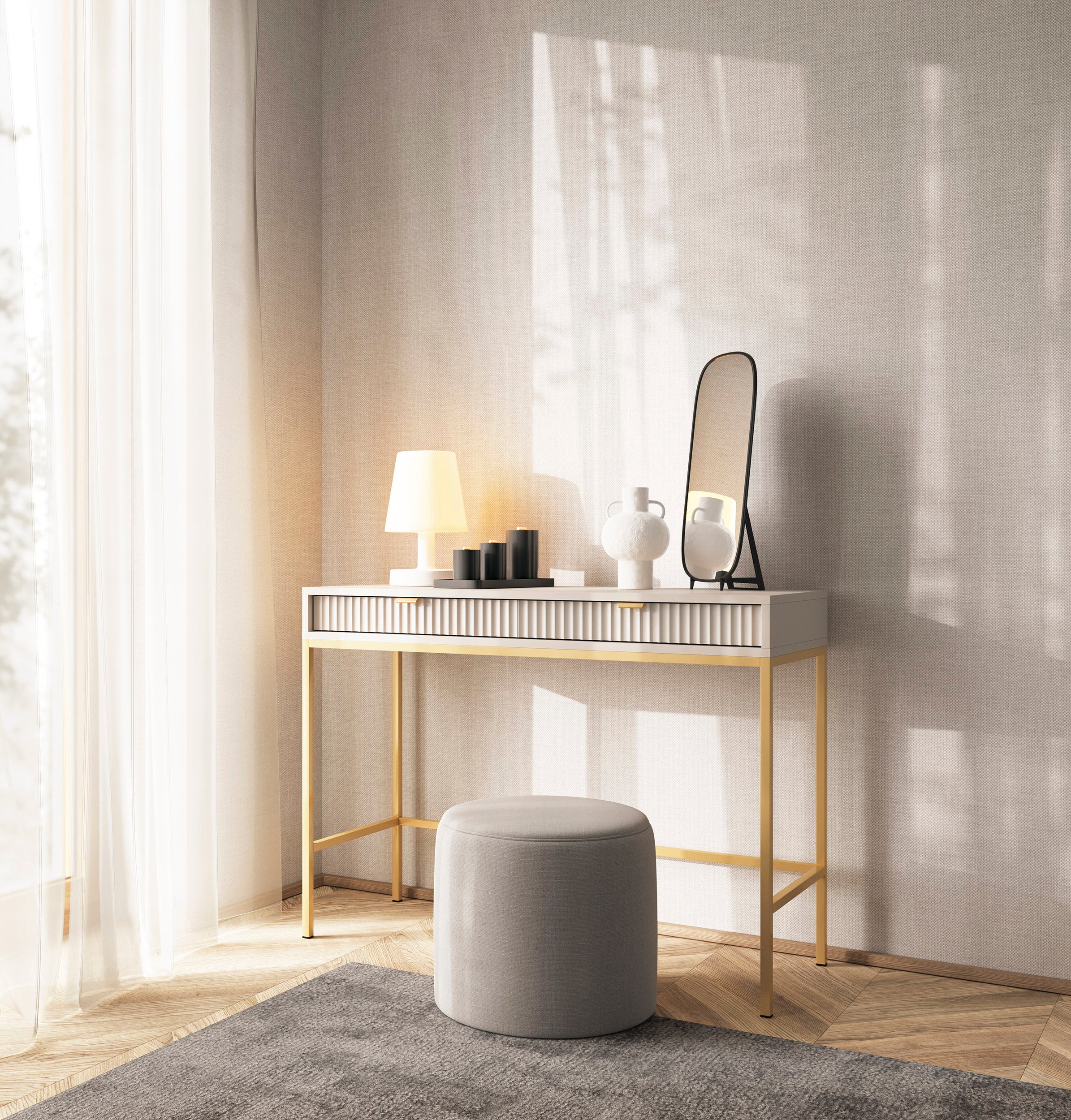 Nova Vanity Table Cashmere - A Fusion of Modern Elegance and Practical Storage