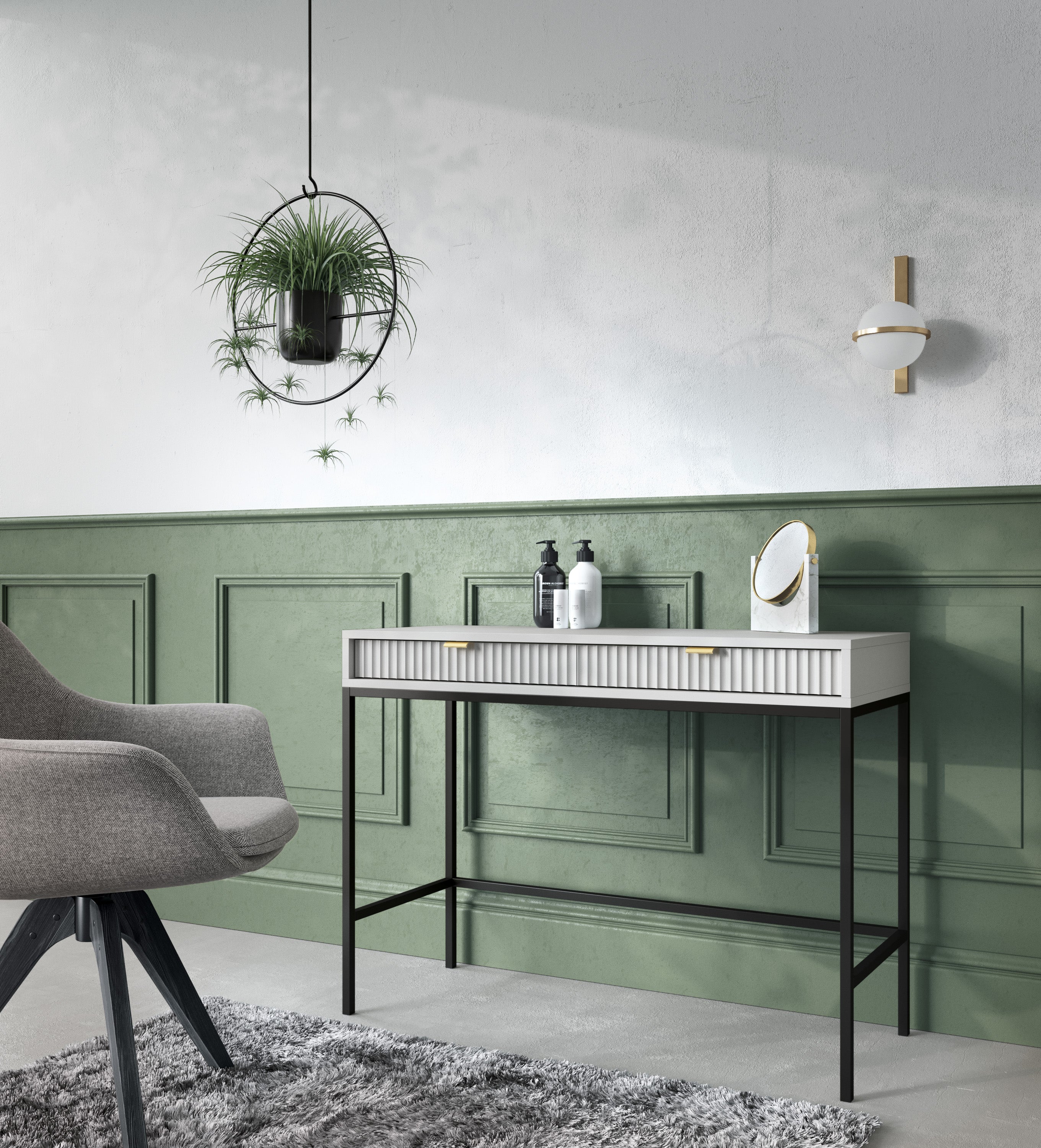 Nova Vanity Table Gray - A Fusion of Modern Elegance and Practical Storage