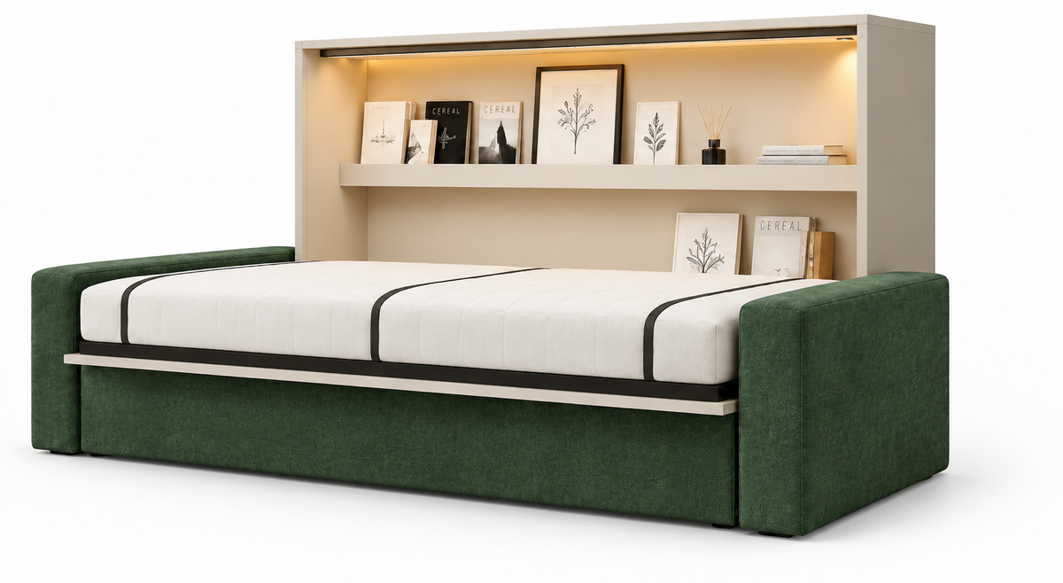 Genius Comfort Horizontal Murphy Bed with Sofa 120x200 cm – Cashmere