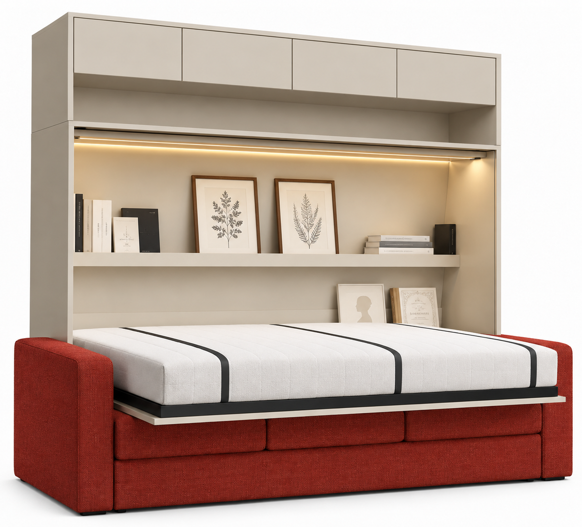 Genius Comfort Horizontal Murphy Bed with Sofa 120x200 cm – Cashmere