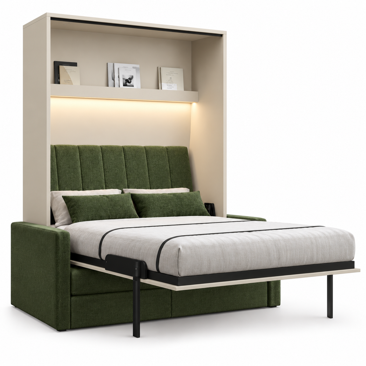 Customizable Genius Comfort Murphy Bed with Sofa 140 x 200 cm – Cashmere