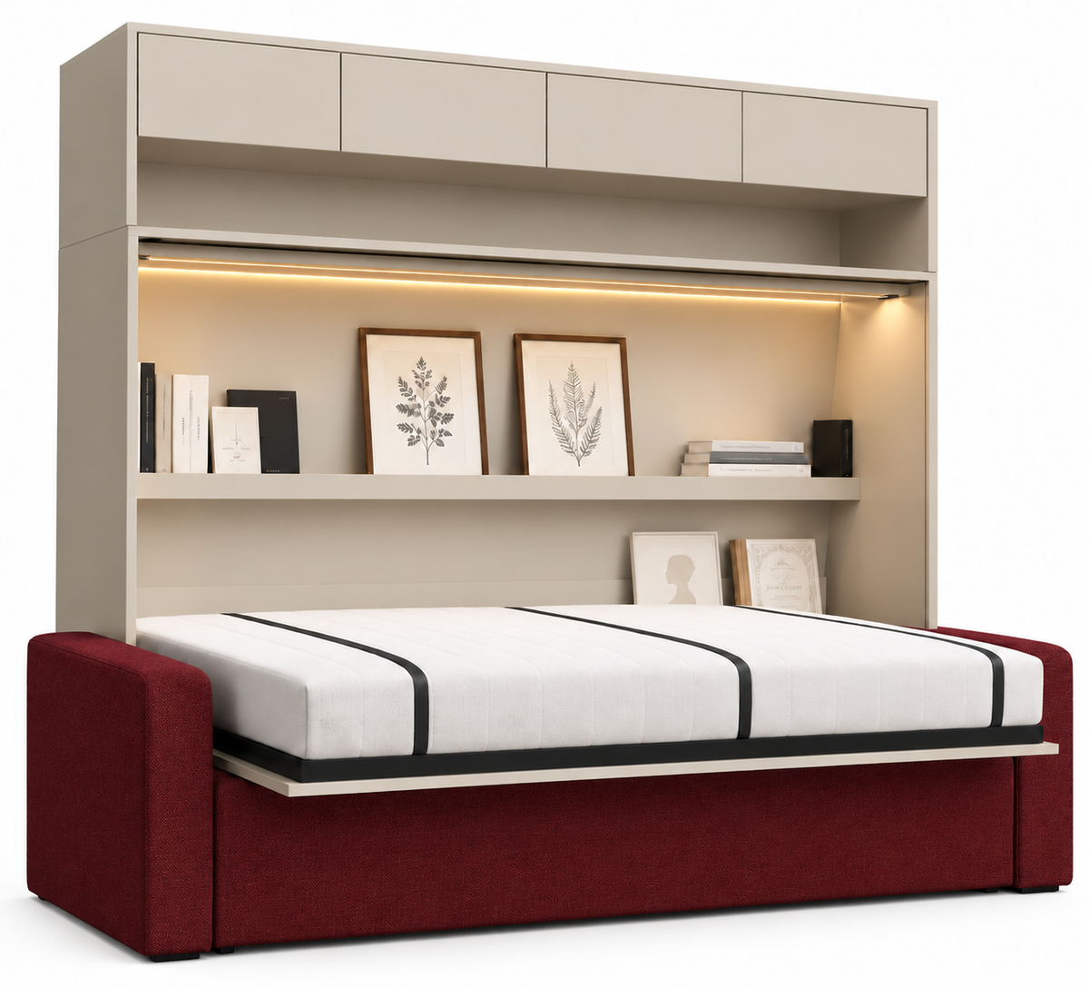 Genius Comfort Horizontal Murphy Bed with Sofa 120x200 cm – Cashmere