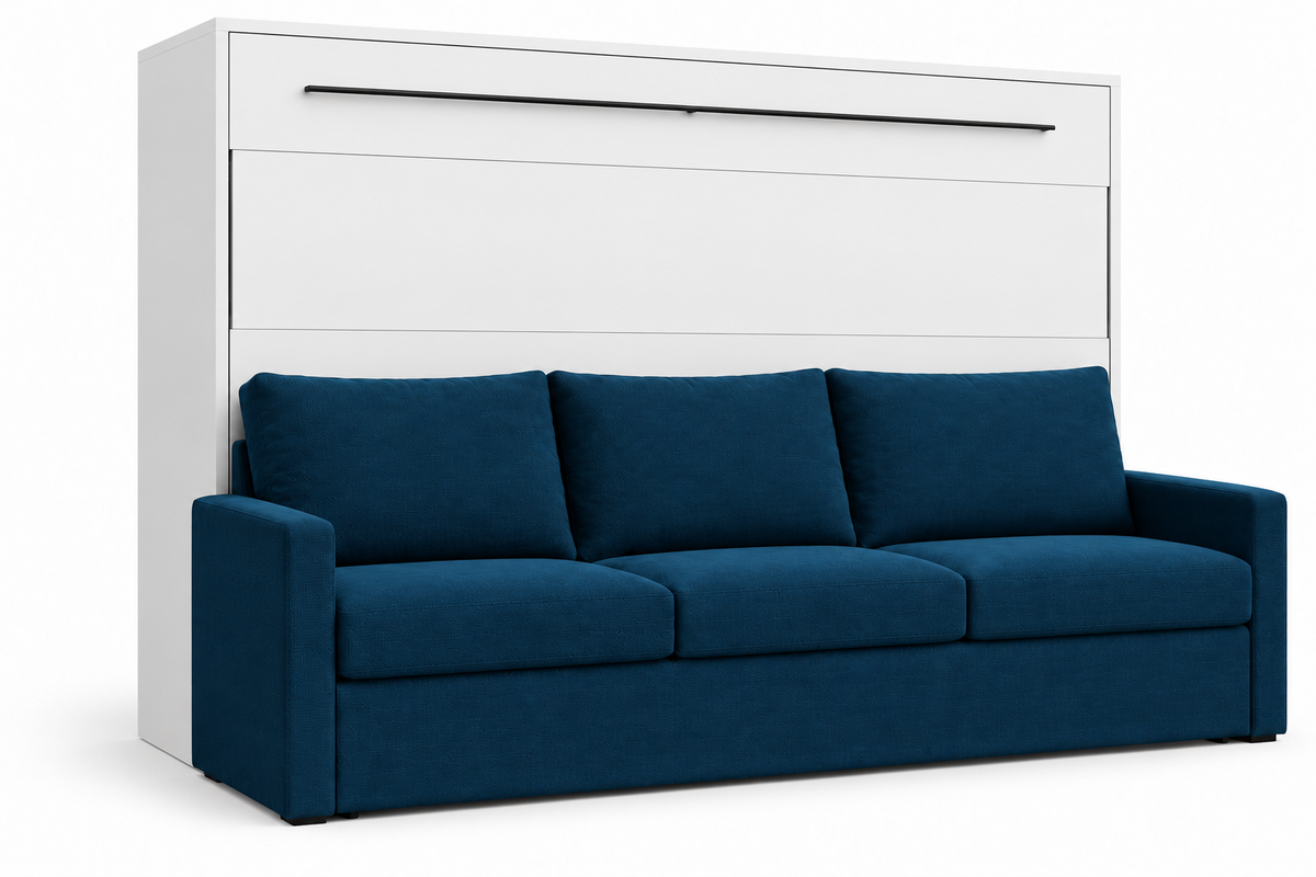 Genius Comfort Horizontal Murphy Bed with Sofa 120x200 cm – White Matt