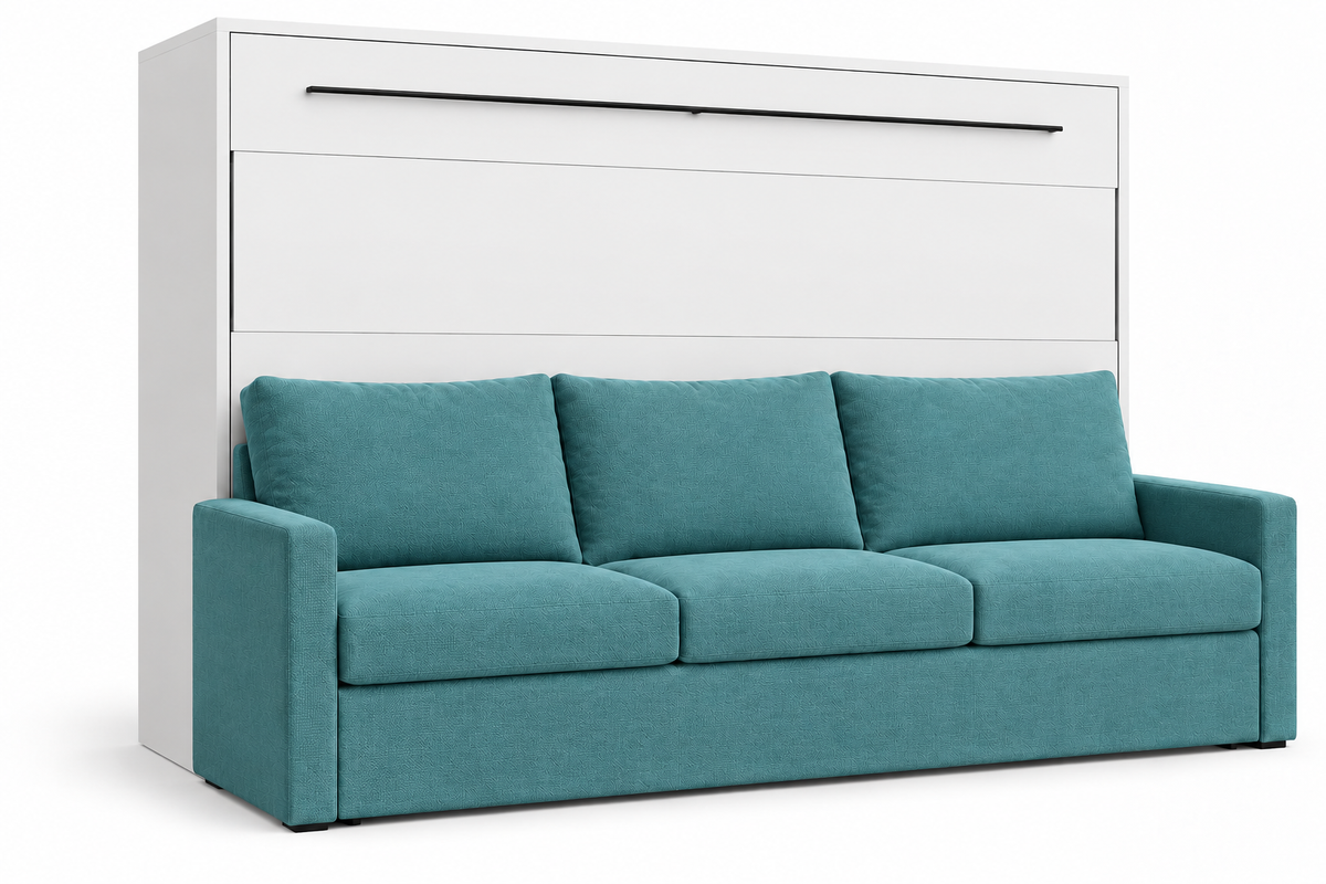 Genius Comfort Horizontal Murphy Bed with Sofa 140x200 cm – White Matt