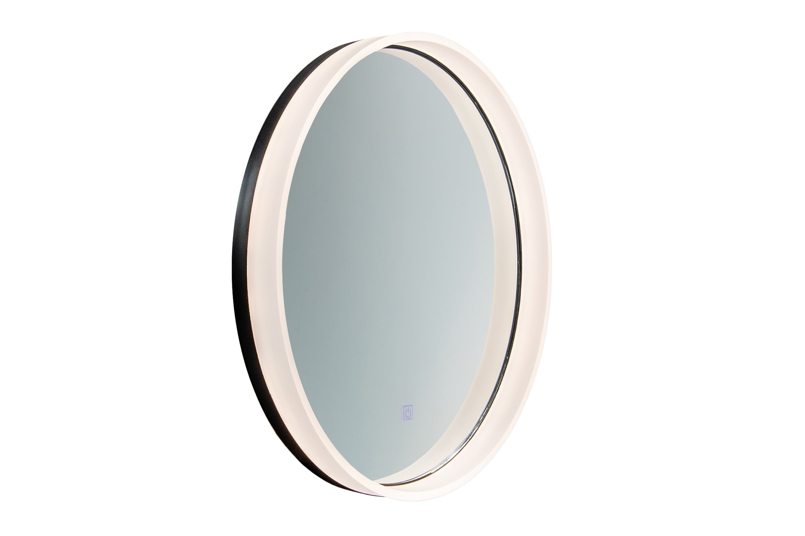 Orion LU LED 60 – Round LED Bathroom Mirror with Black Frame & Acrylic Light Ring, 60 cm