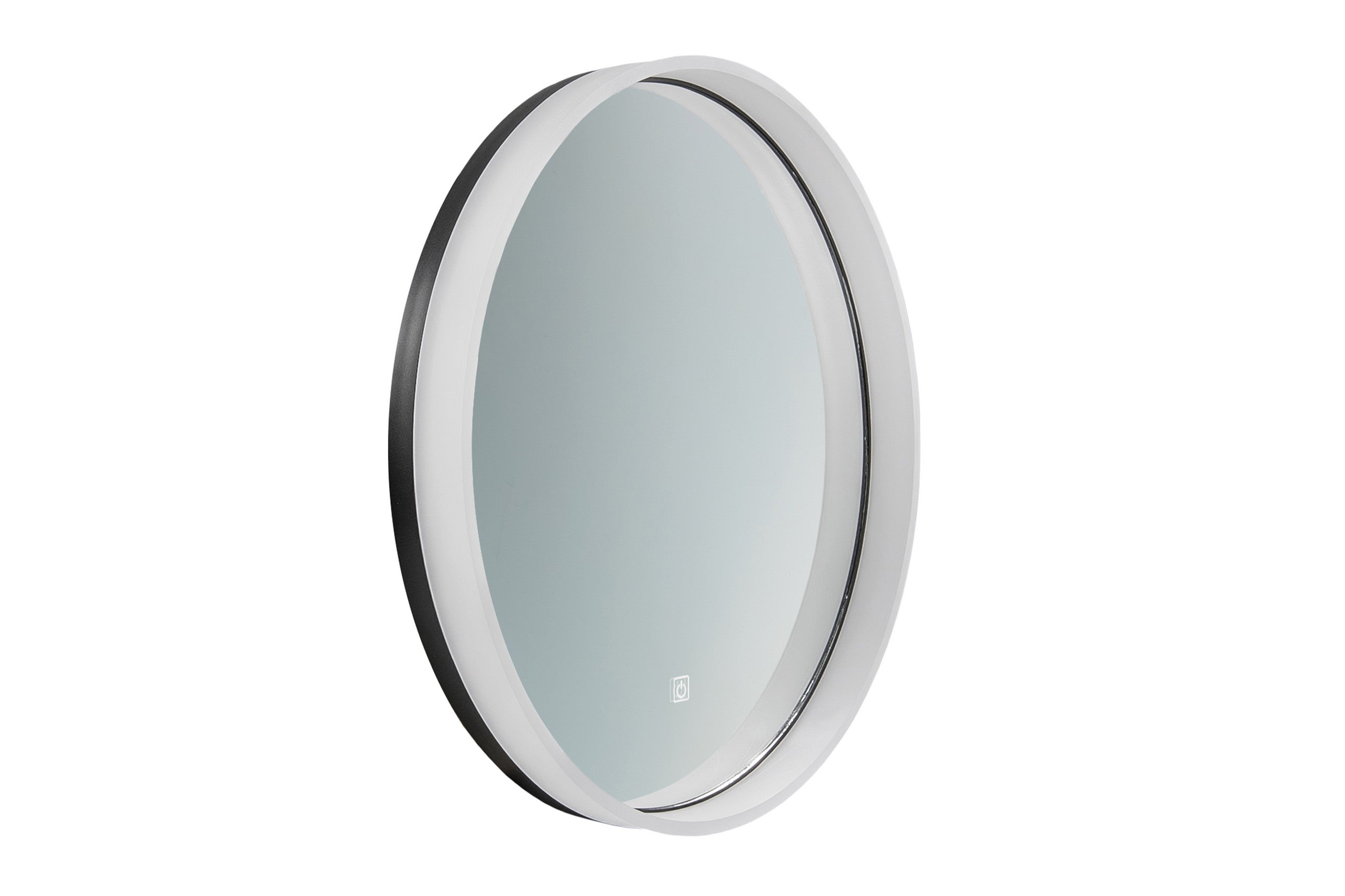 Orion LU LED 60 – Round LED Bathroom Mirror with Black Frame & Acrylic Light Ring, 60 cm