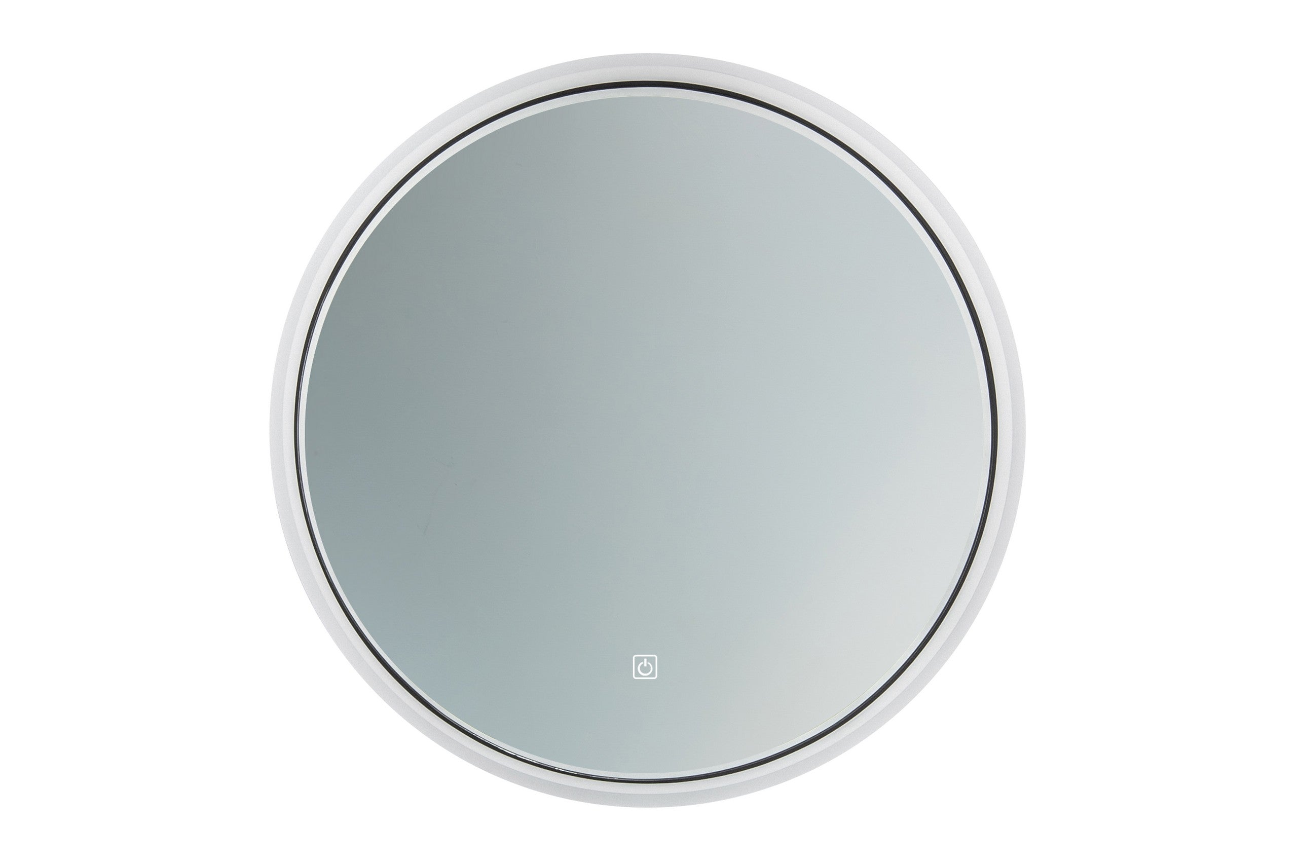 Orion LU LED 80 – Round LED Bathroom Mirror with Black Frame & Acrylic Light Ring, 80 cm