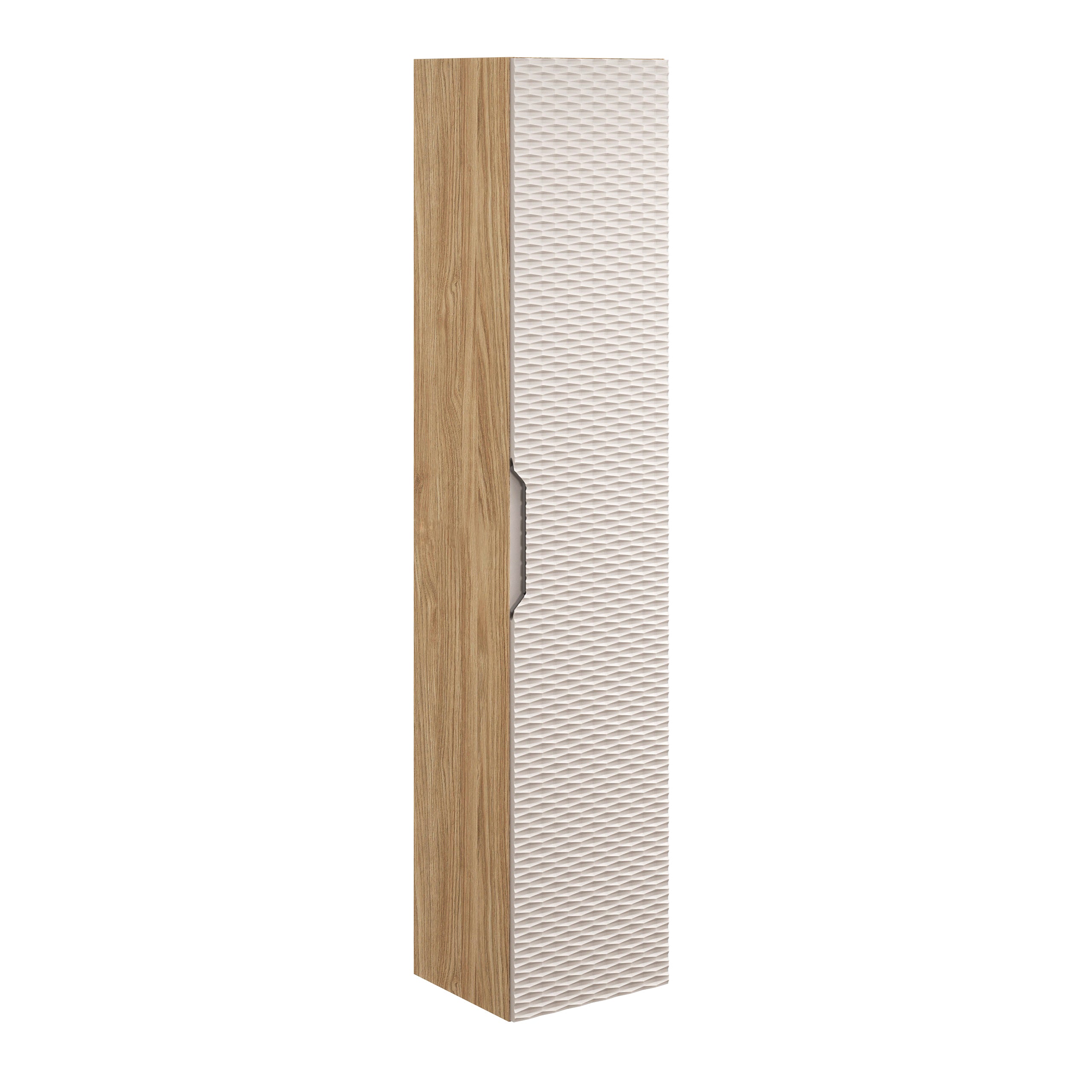 Ocean Tall Cabinet 1 Door – Oiled Oak / Beige, 35 cm