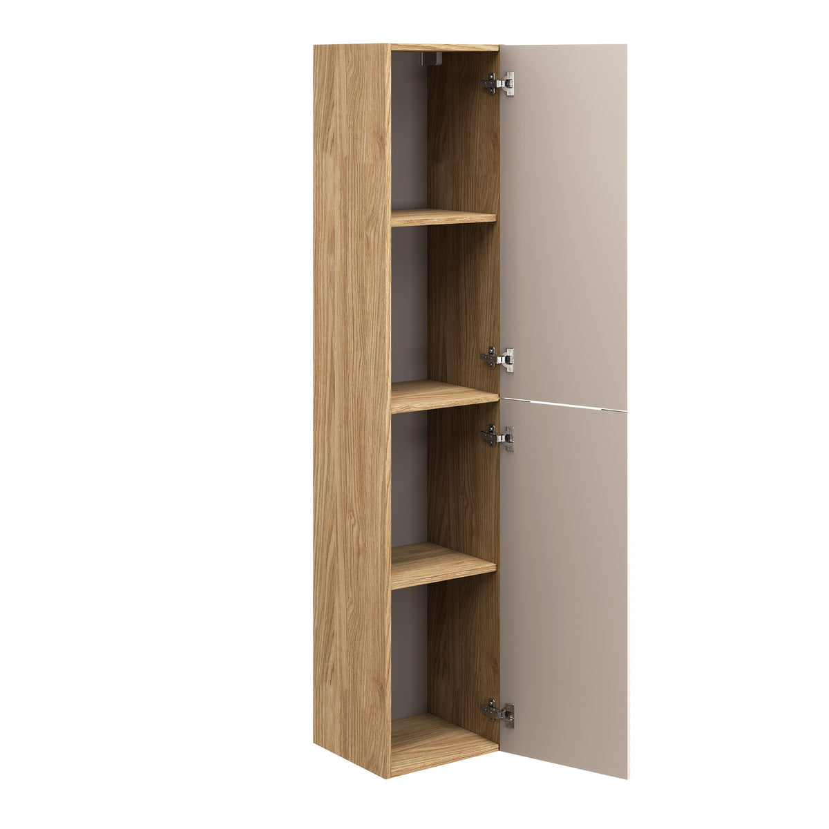 Ocean Tall Cabinet 2 Doors – Oiled Oak / Beige, 35 cm