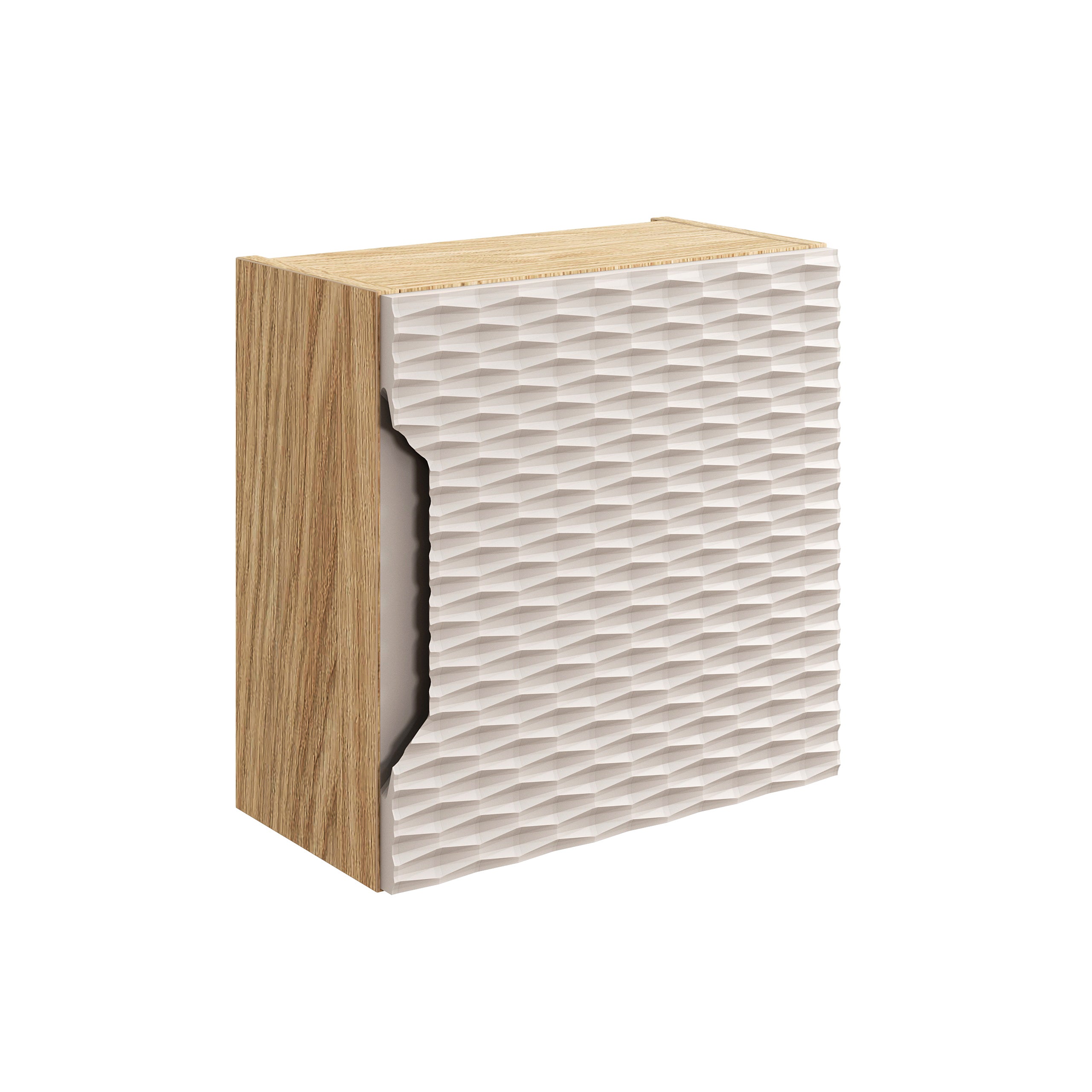 Ocean Qubik Wall Cabinet – Oiled Oak / Beige, 35x35 cm