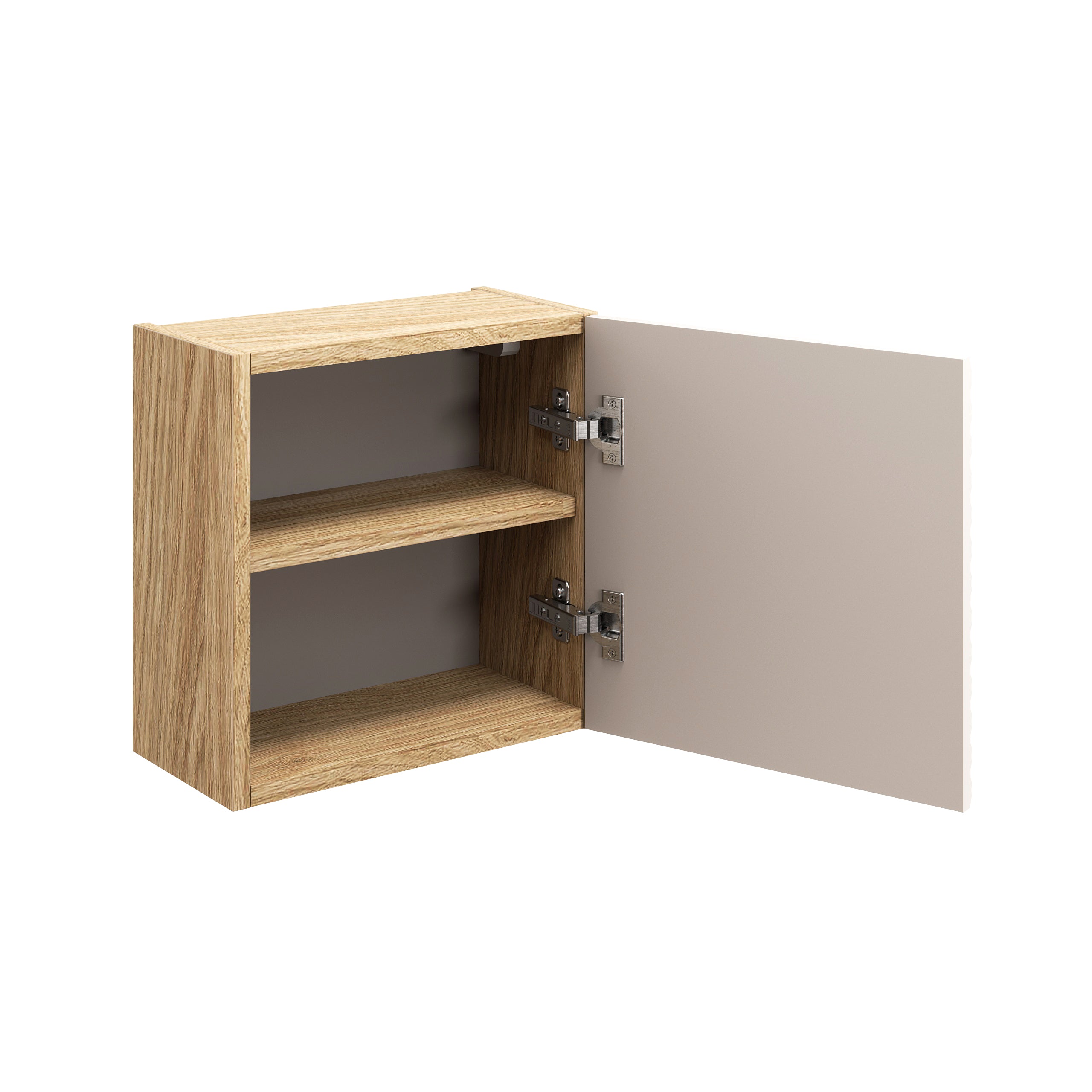 Ocean Qubik Wall Cabinet – Oiled Oak / Beige, 35x35 cm