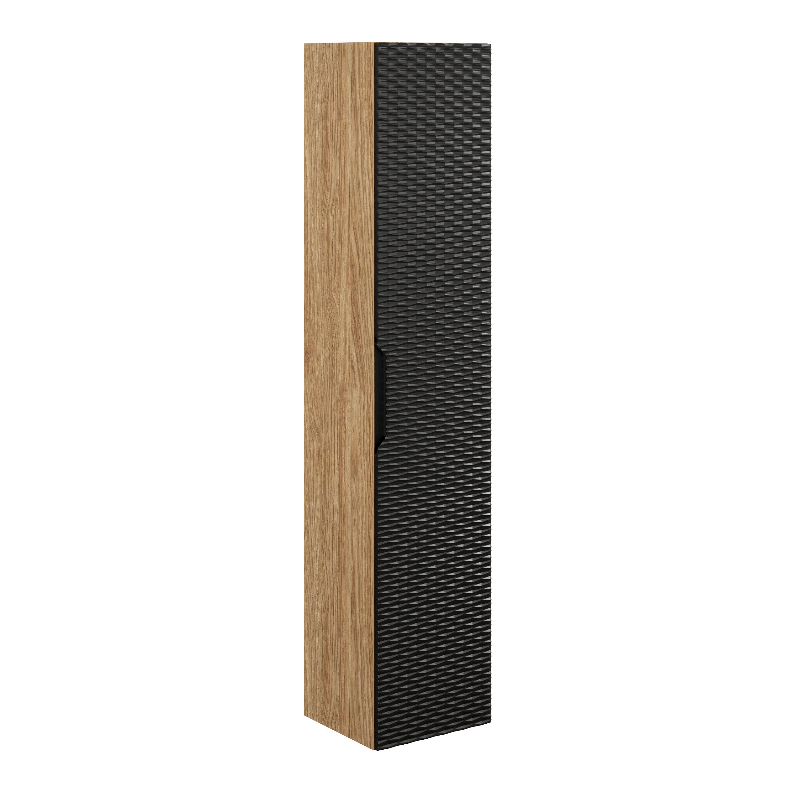 Ocean Tall Cabinet – Black Matt / Oiled Oak, 35 cm