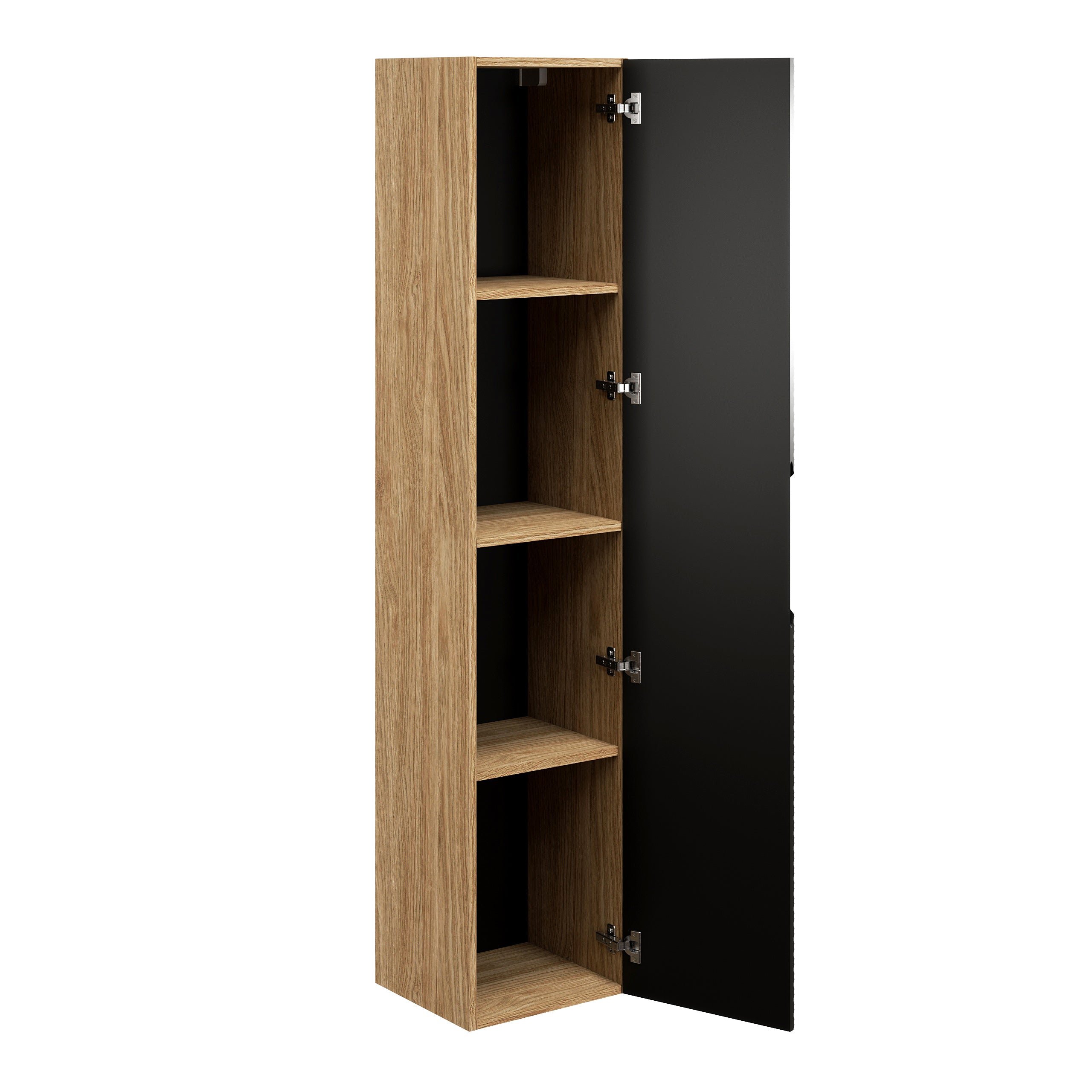 Ocean Tall Cabinet – Black Matt / Oiled Oak, 35 cm