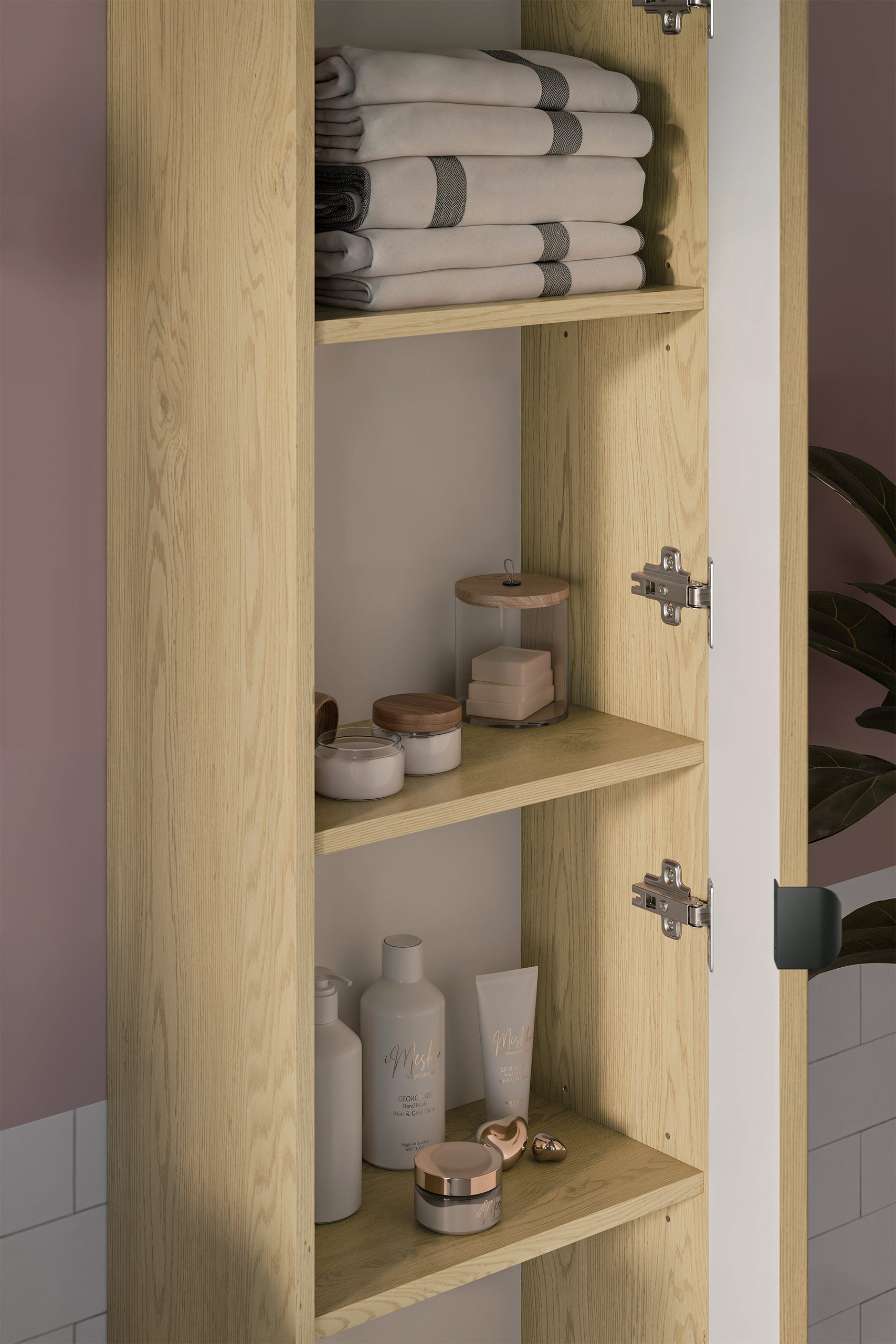 Ovalia Cremona Tall Cabinet 1 Door – Cremona Oak, 140 cm